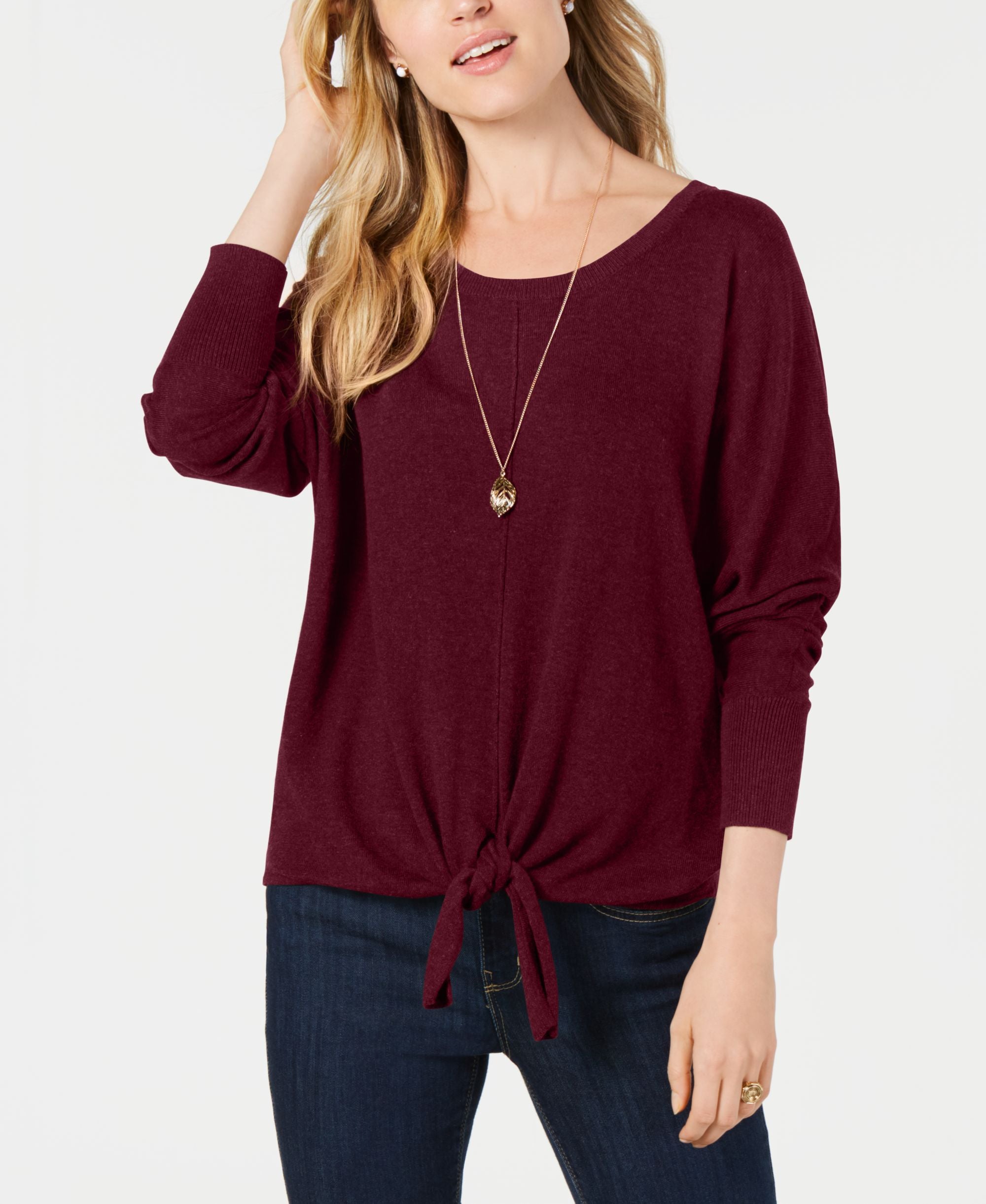 Style & Co Tie Hem Sweater