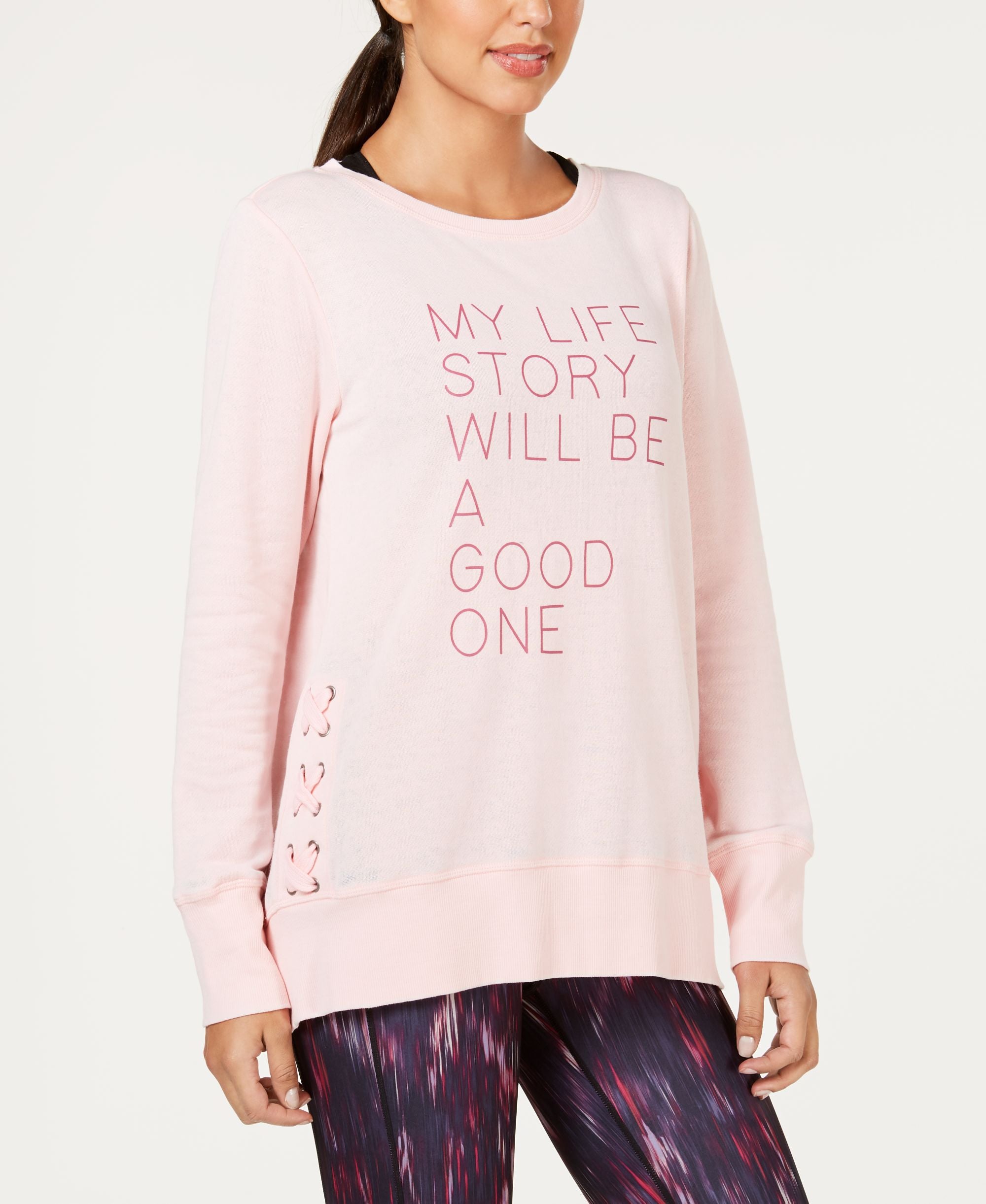 Ideology Graphic Long Sleeve Crisscross Sides T-Shirt