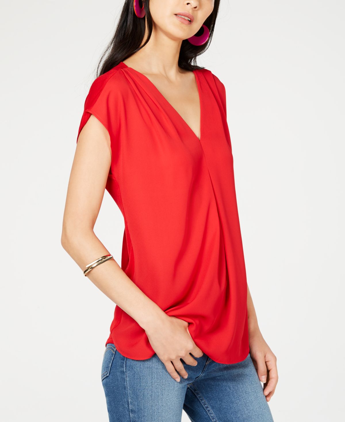 Inverted-Pleat V-Neck Top
