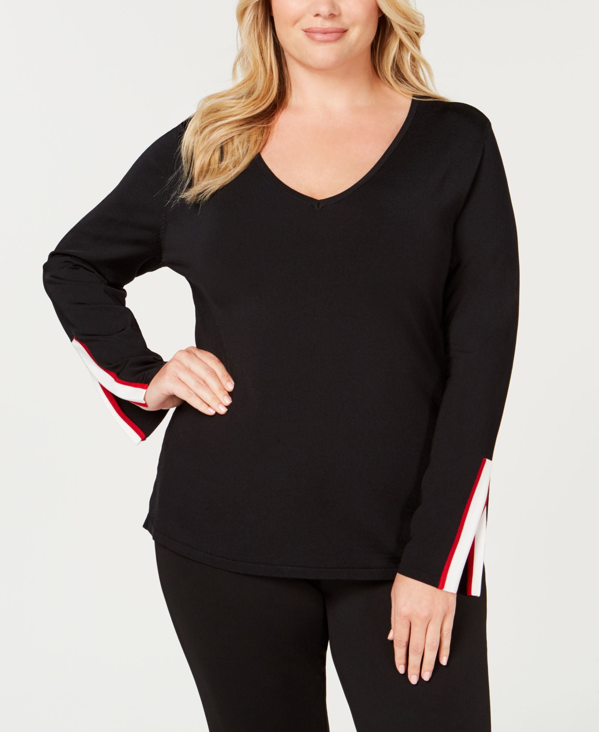 Plus Size Varsity Stripe Sweater