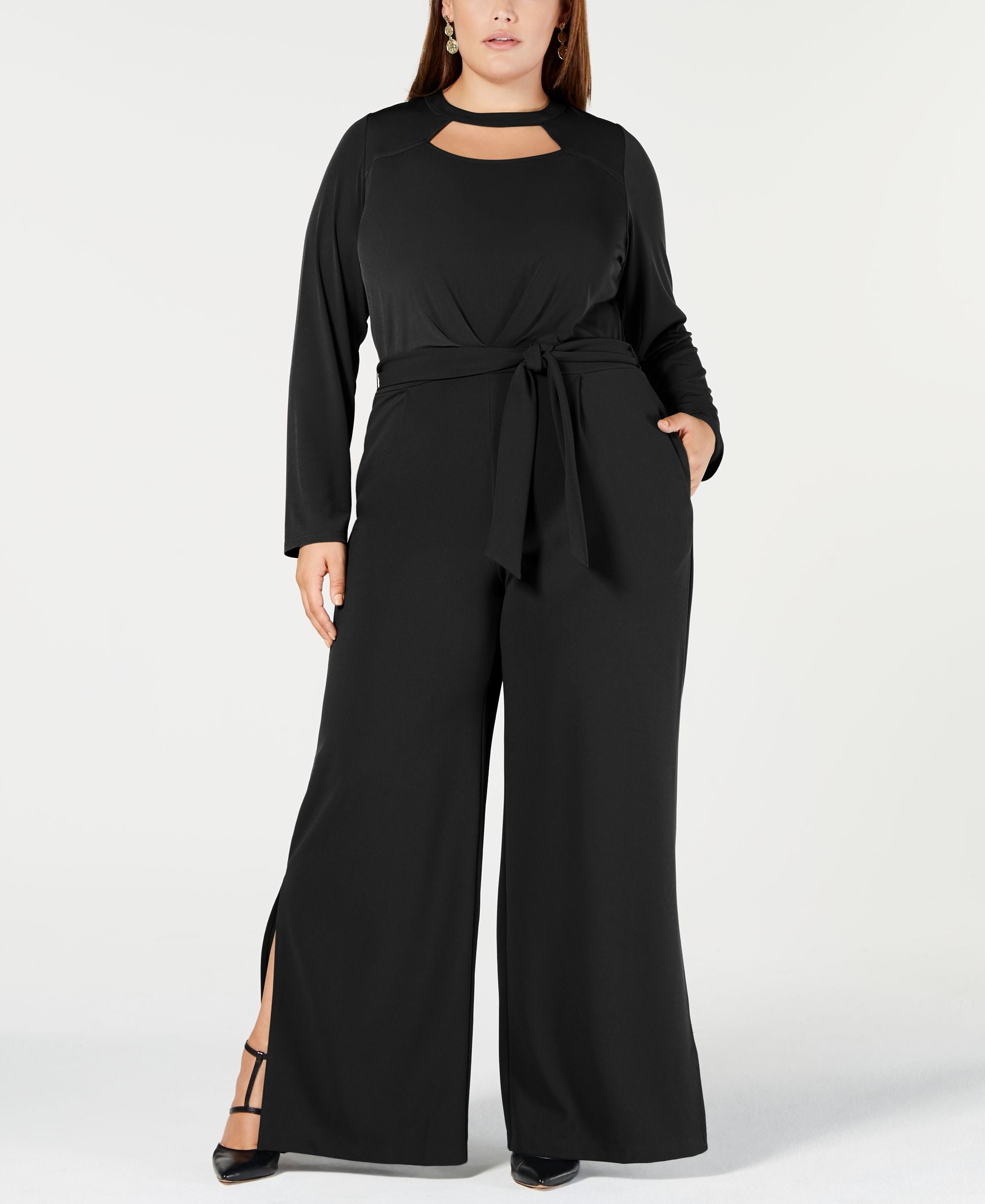 NY Collection Plus Petite Plus Size Cutout Wide Leg Jumpsuit