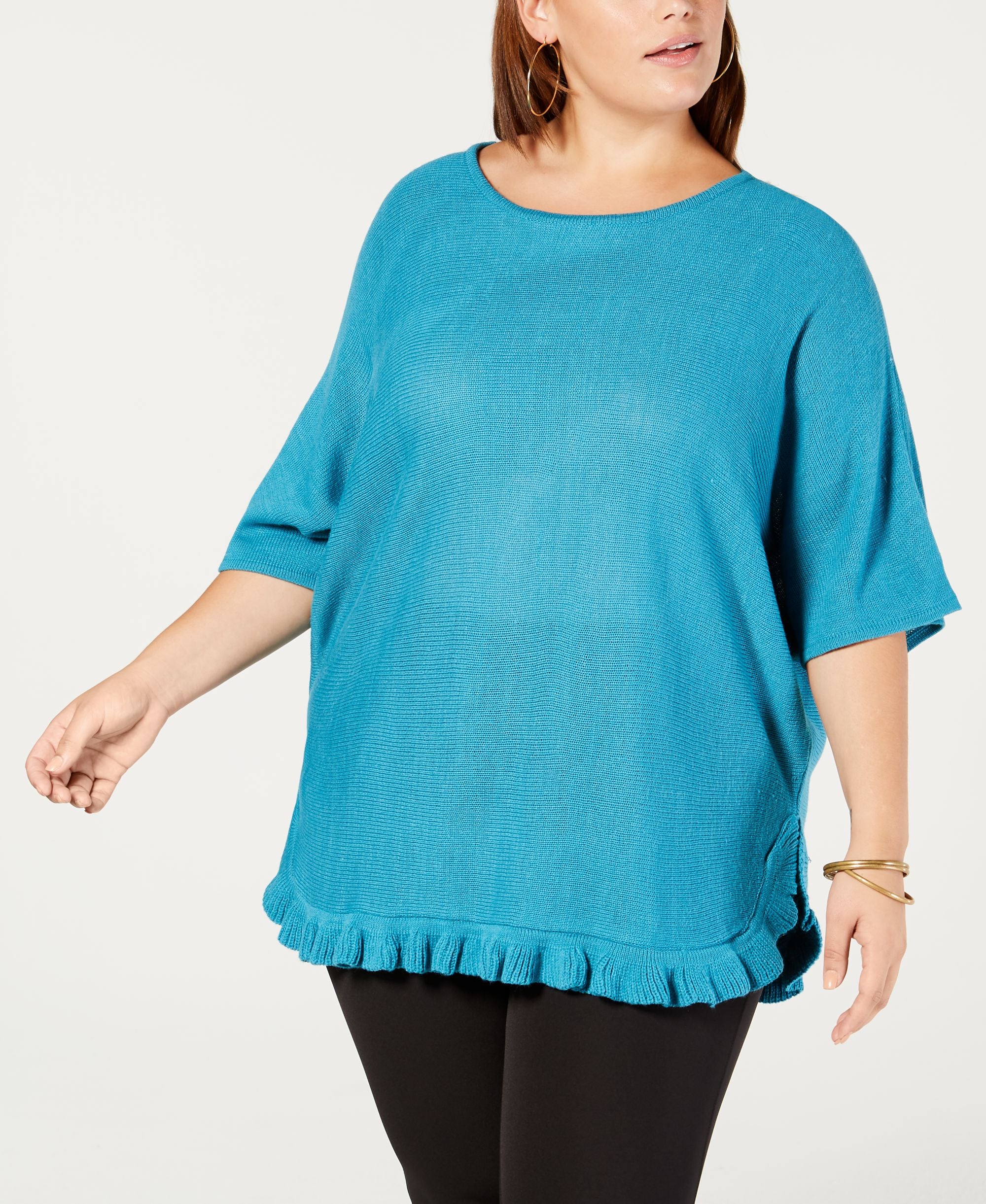 NY Collection Plus Size Ruffled Sweater