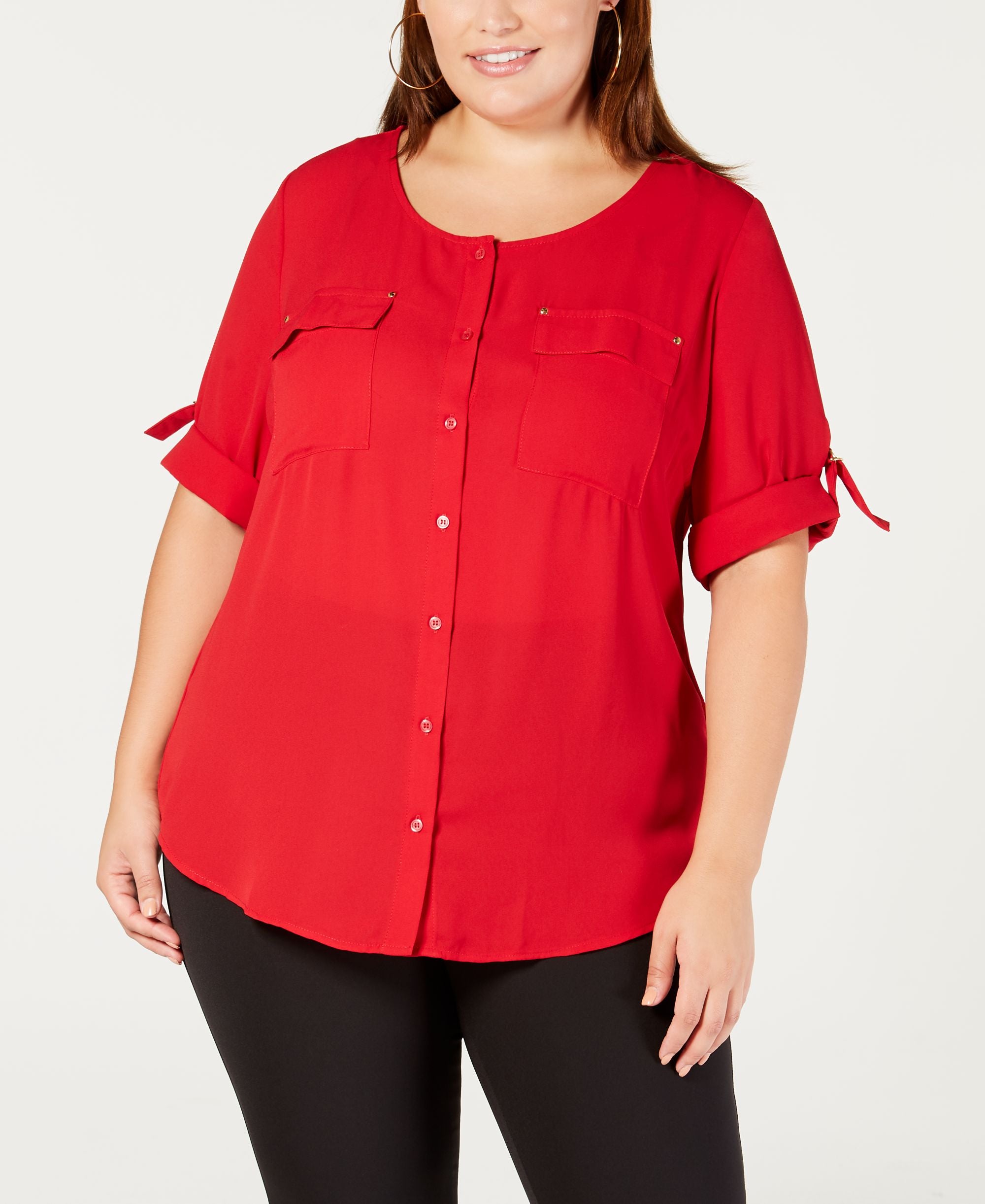 NY Collection Plus Petite Plus Size Utility Shirt