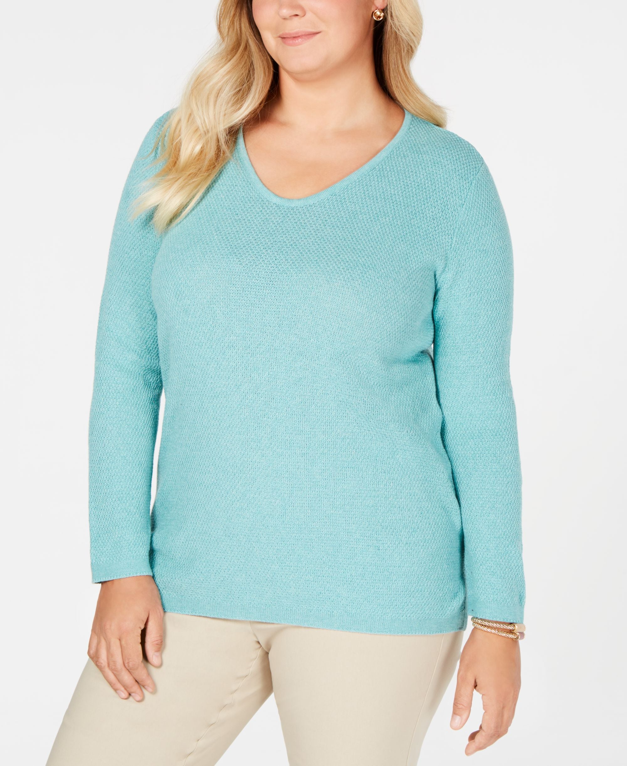 Plus Size Cotton Marled-Knit Tunic Top