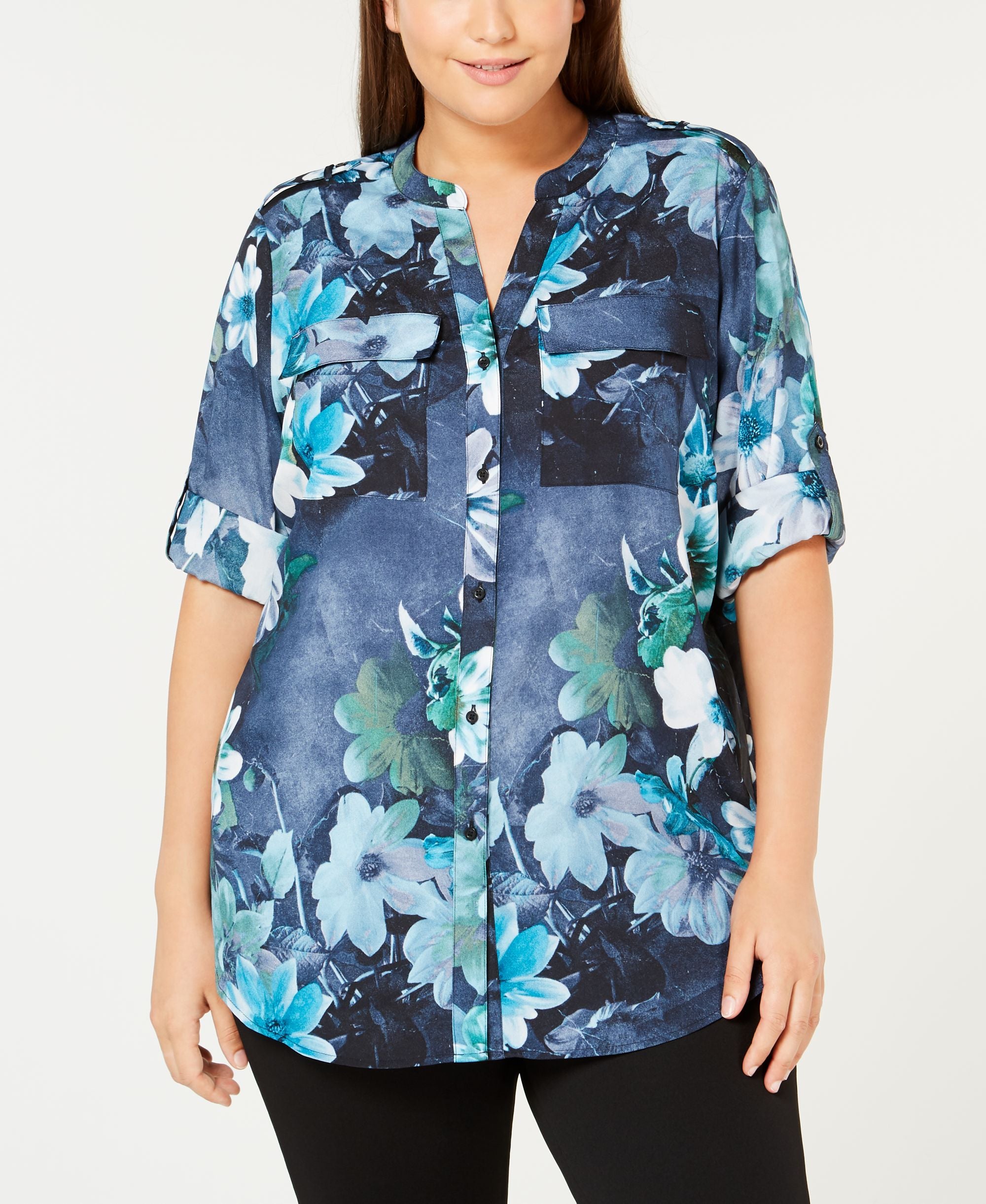 Calvin Klein Plus Size Printed Button Front Shirt