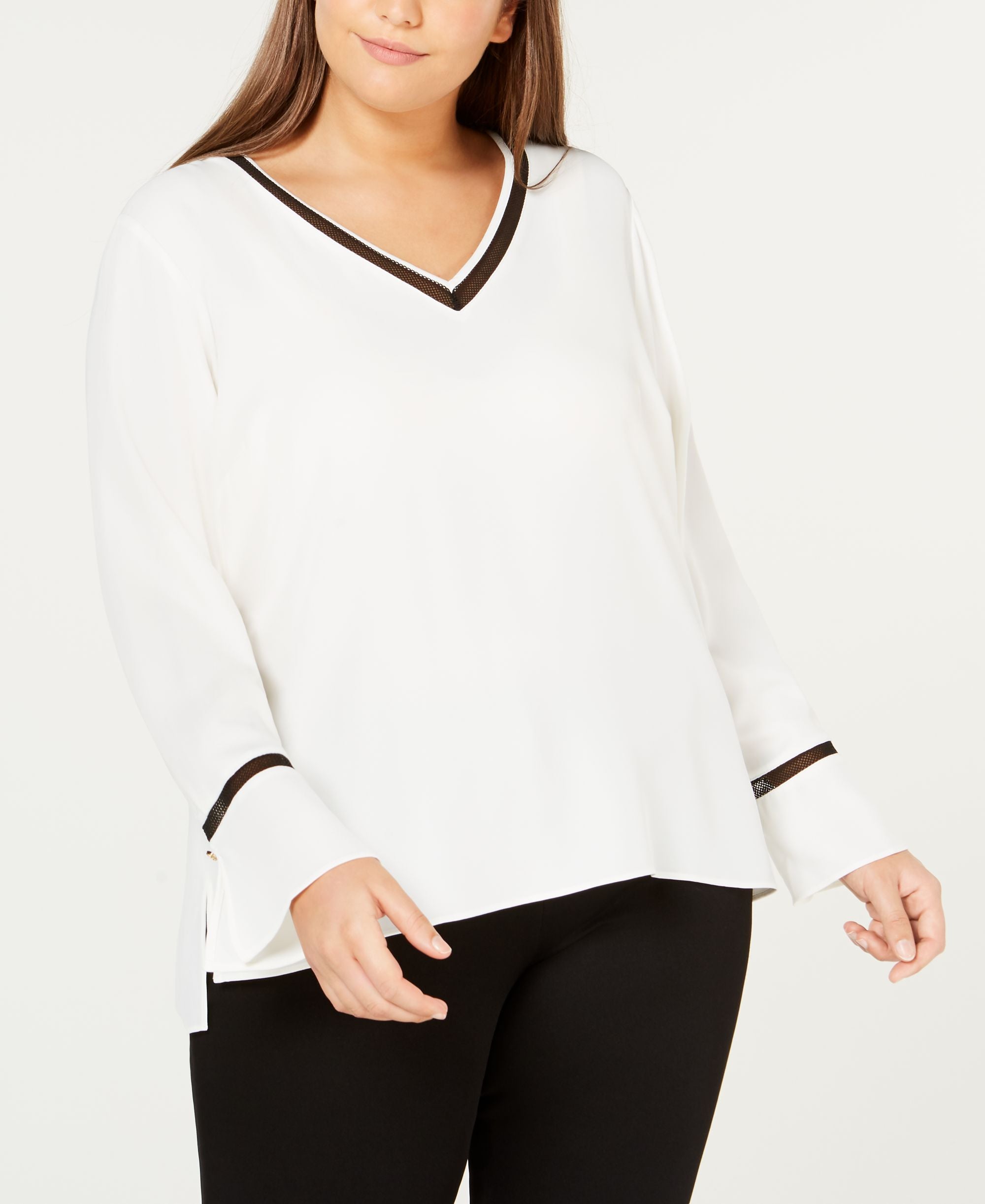 Calvin Klein Plus Size Mesh Trim Top