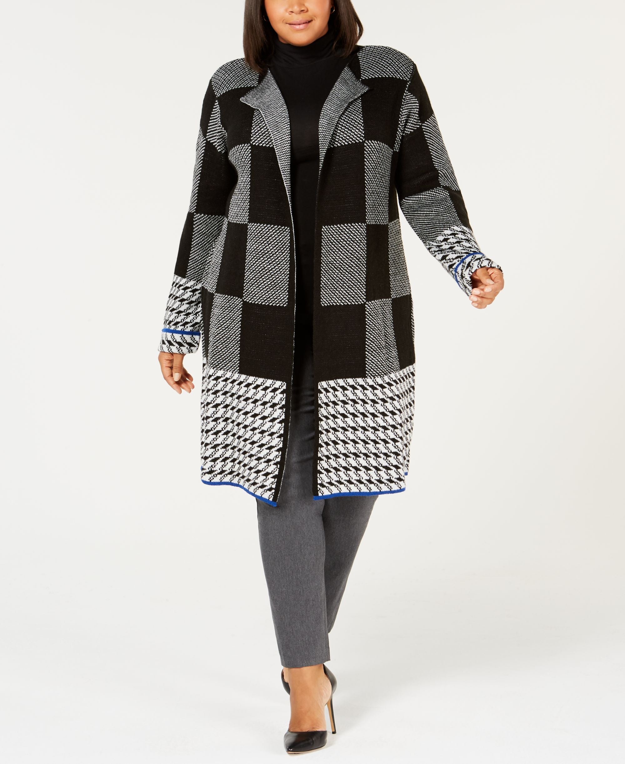 NY Collection Plus Size Plaid Duster Cardigan