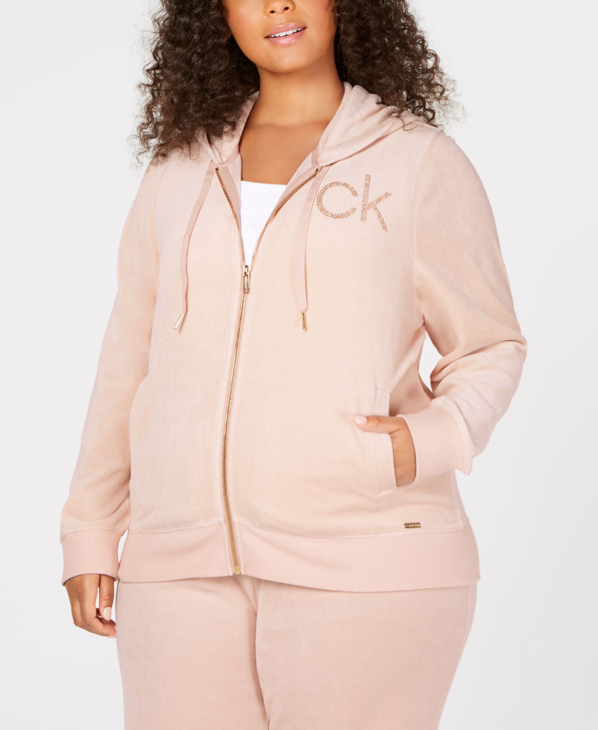 Plus Size Studded Velour Jacket