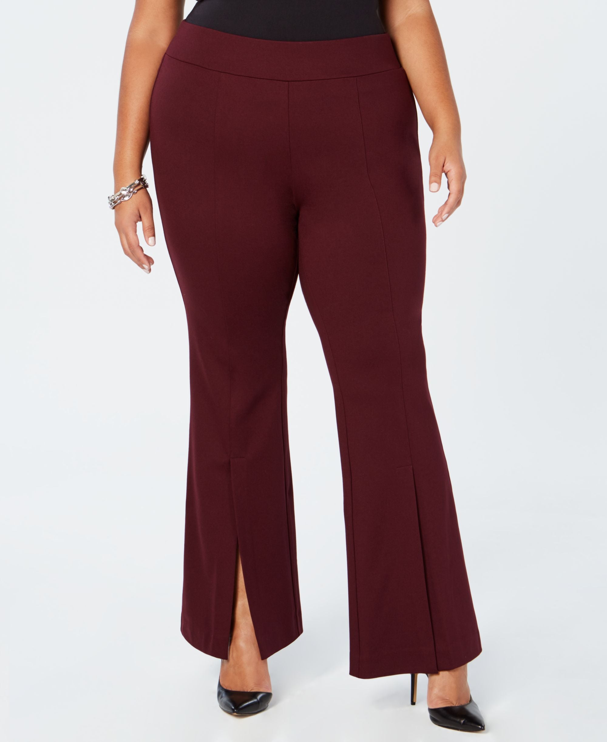 I.N.C. Plus & Petite Plus Size Ponté-Knit Slit-Front Pants