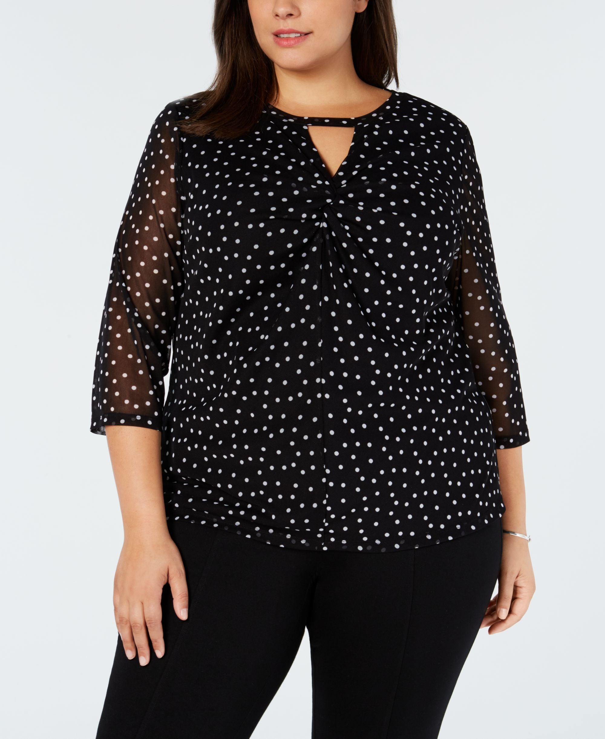 Plus Size Printed Twist Front Top