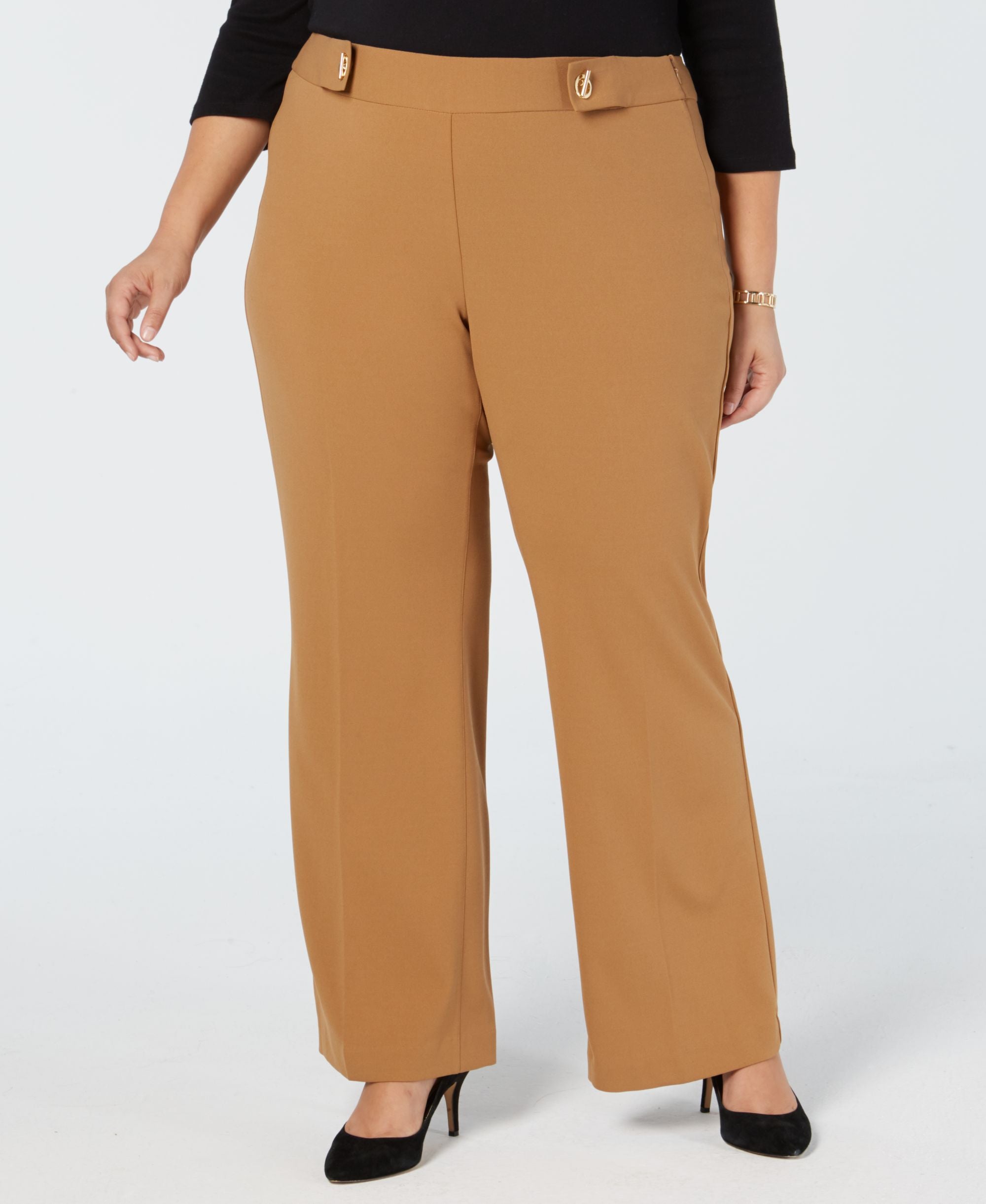 I.N.C. Plus & Petite Plus Size Grommet-Detail Wide-Leg Pants