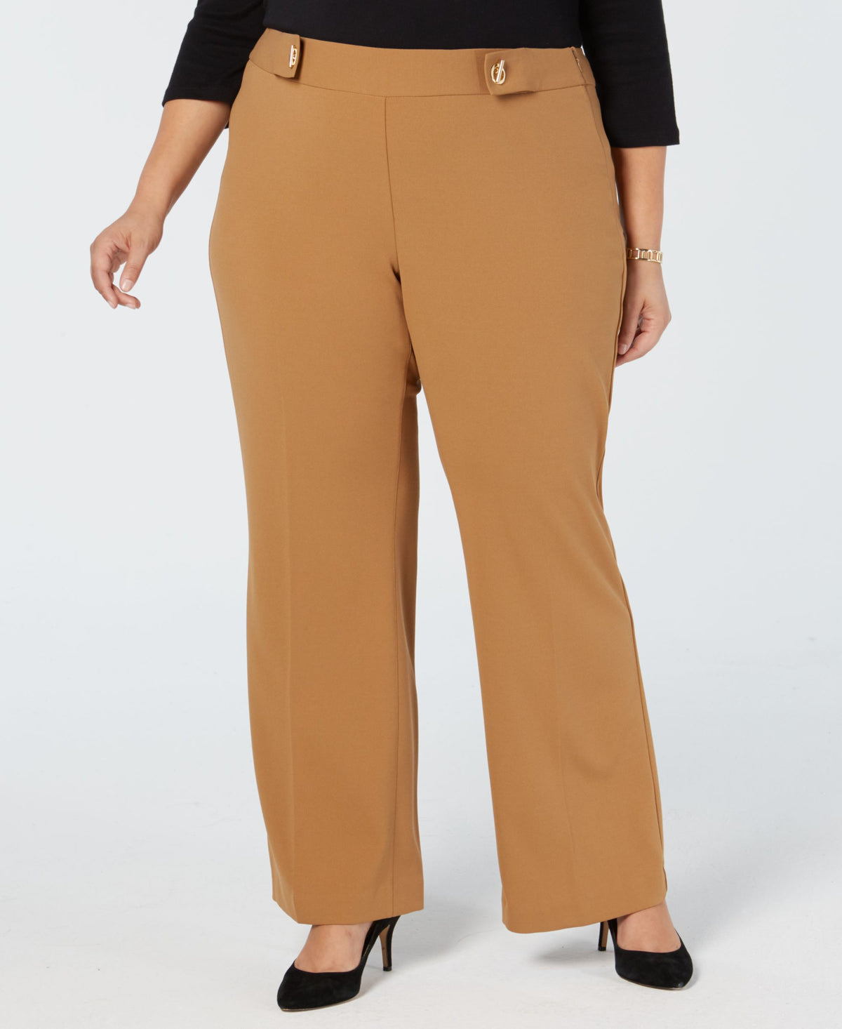 I.N.C. Plus & Petite Plus Size Grommet-Detail Wide-Leg Pants