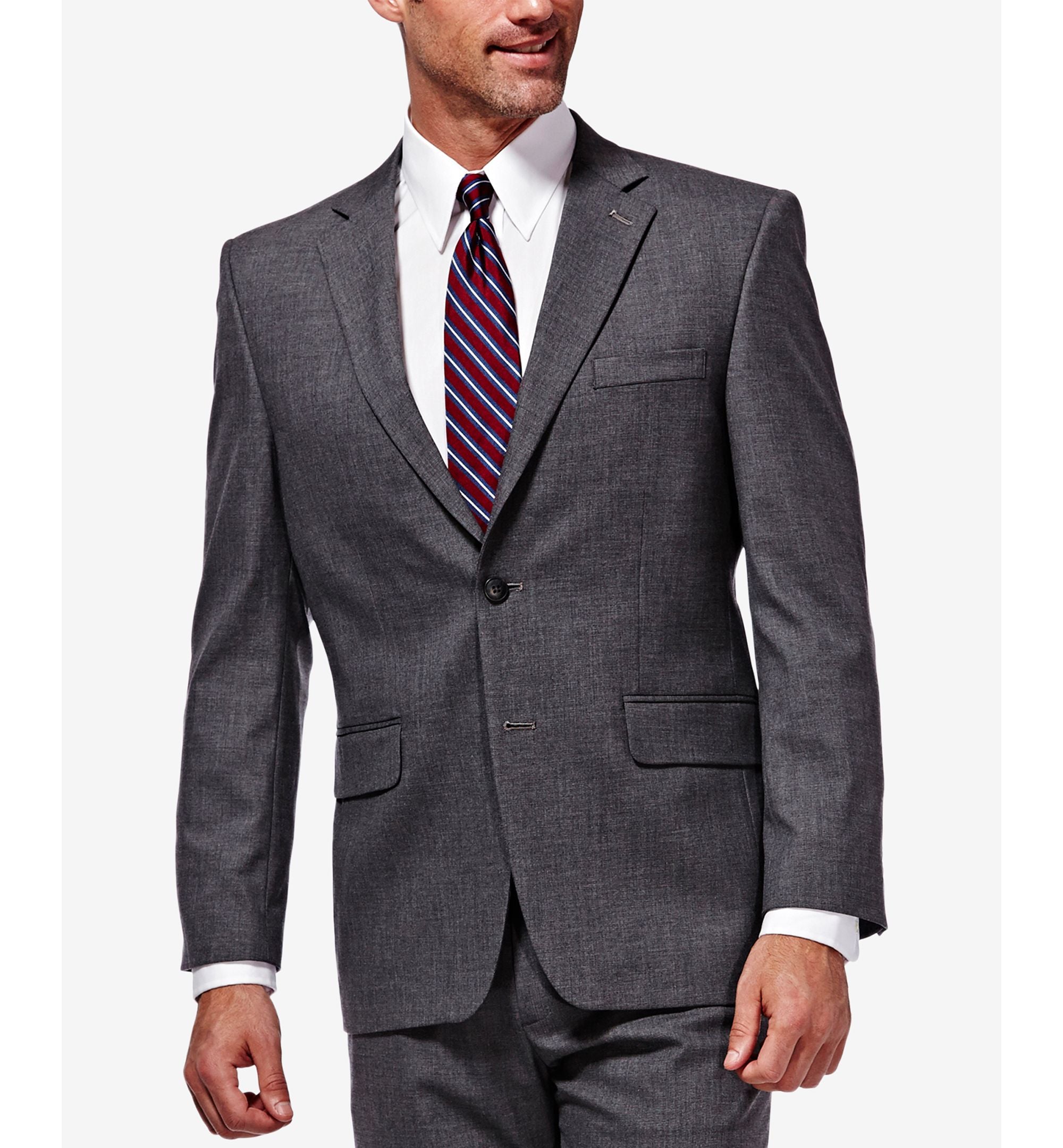 J.M. Men�s Classic/Regular Fit Stretch Sharkskin Suit Jacket