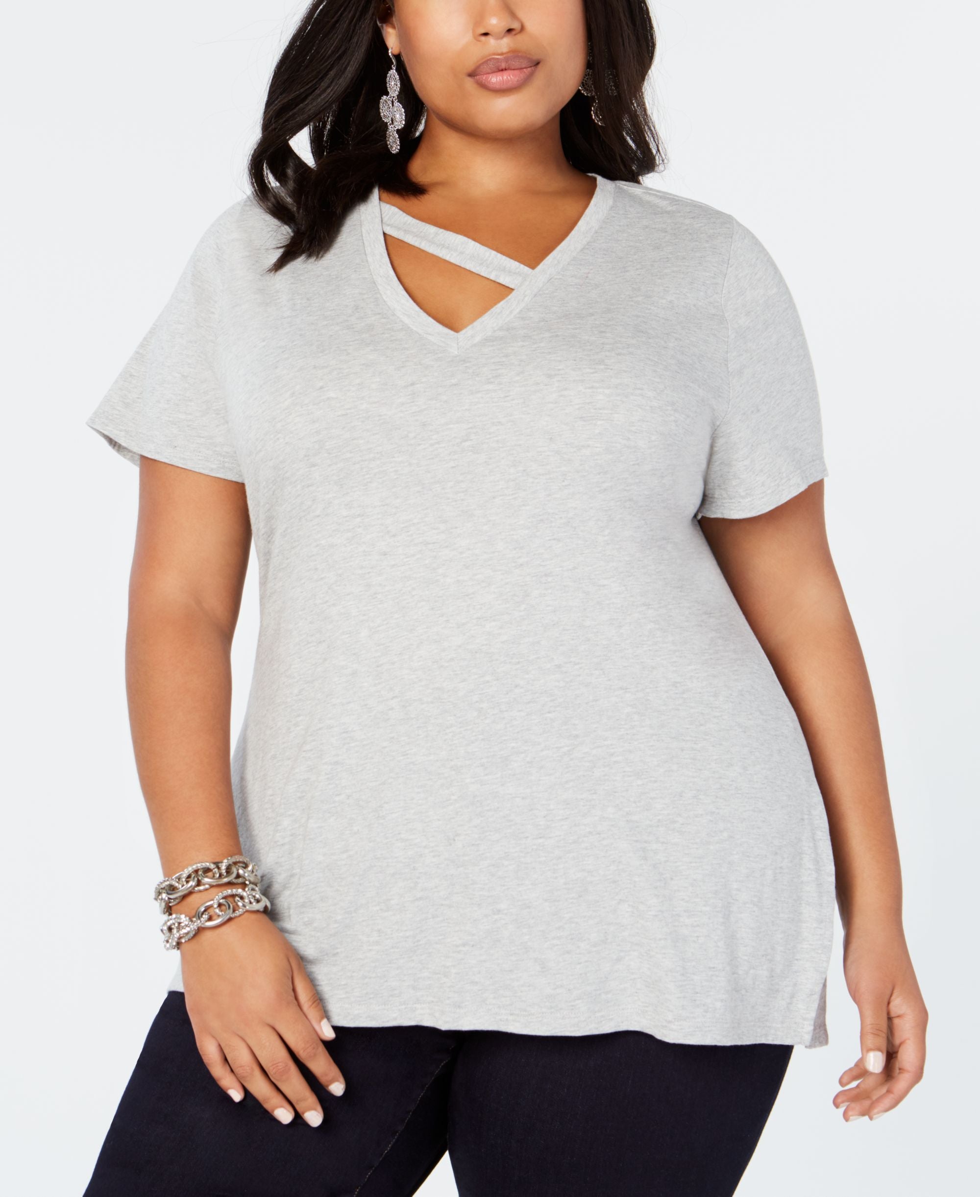 Plus Size Strap Neck T-Shirt