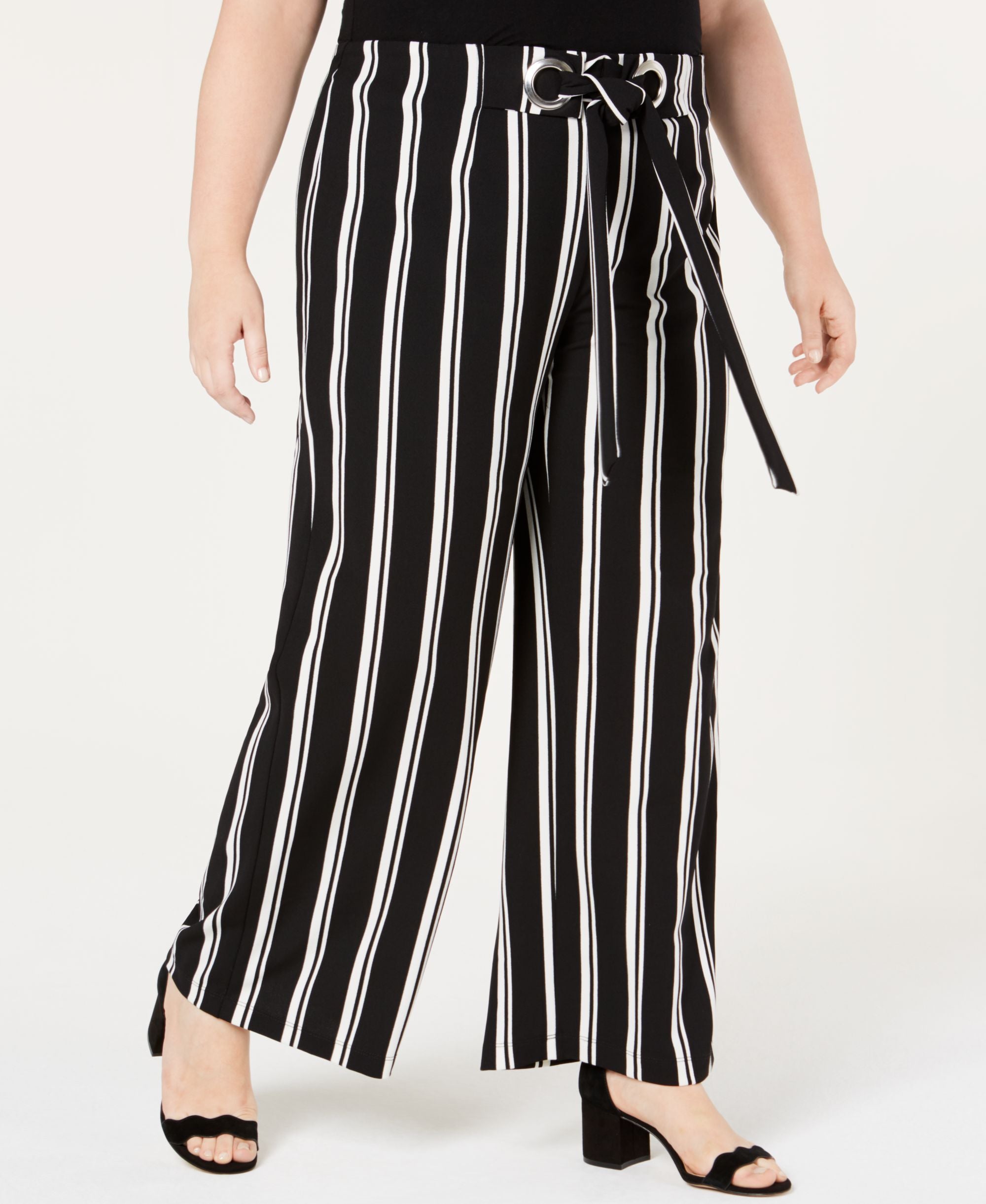 NY Collection Plus Petite Plus Size Striped Wide Leg Pants