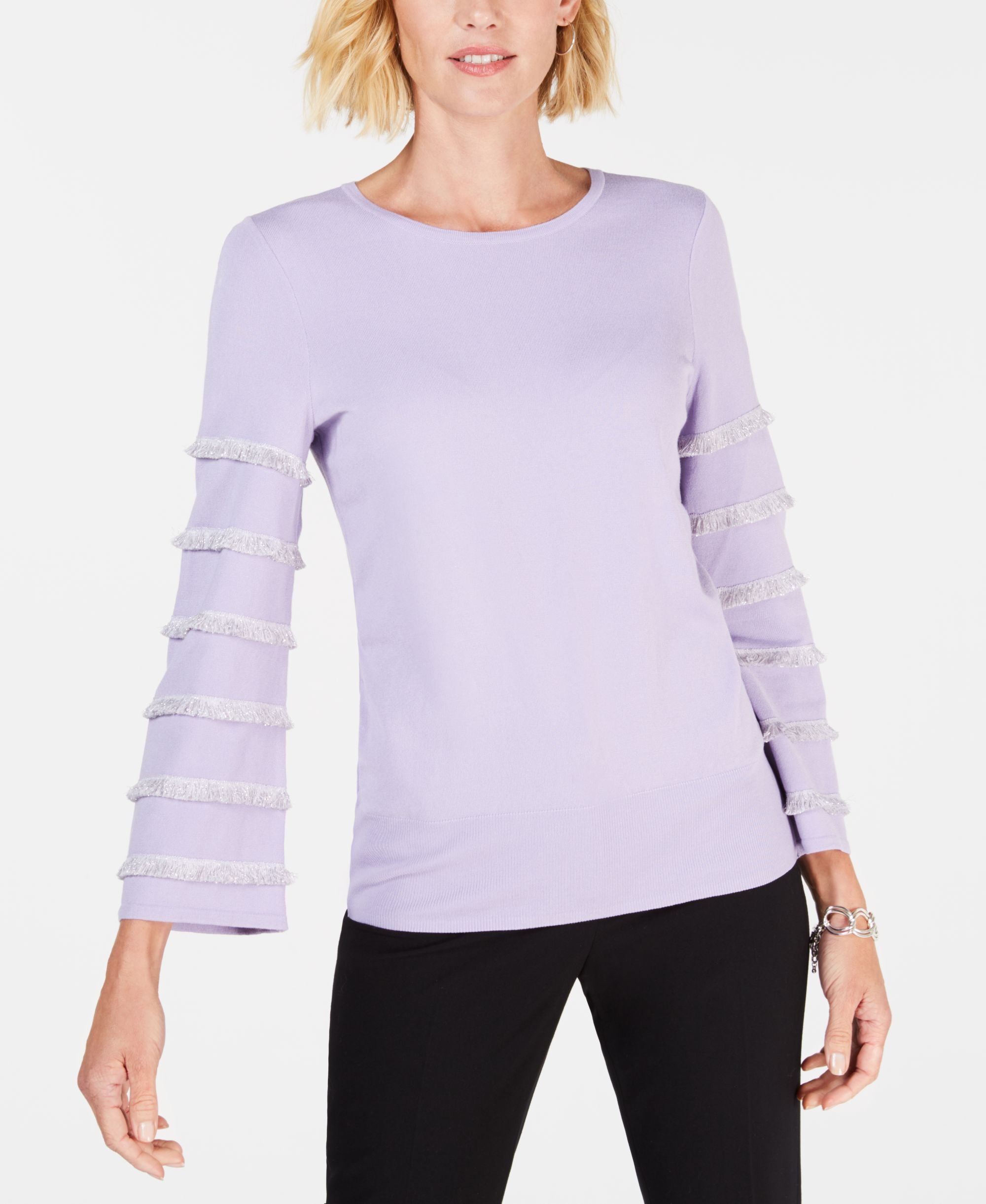 Alfani Tiered Fringe Pullover