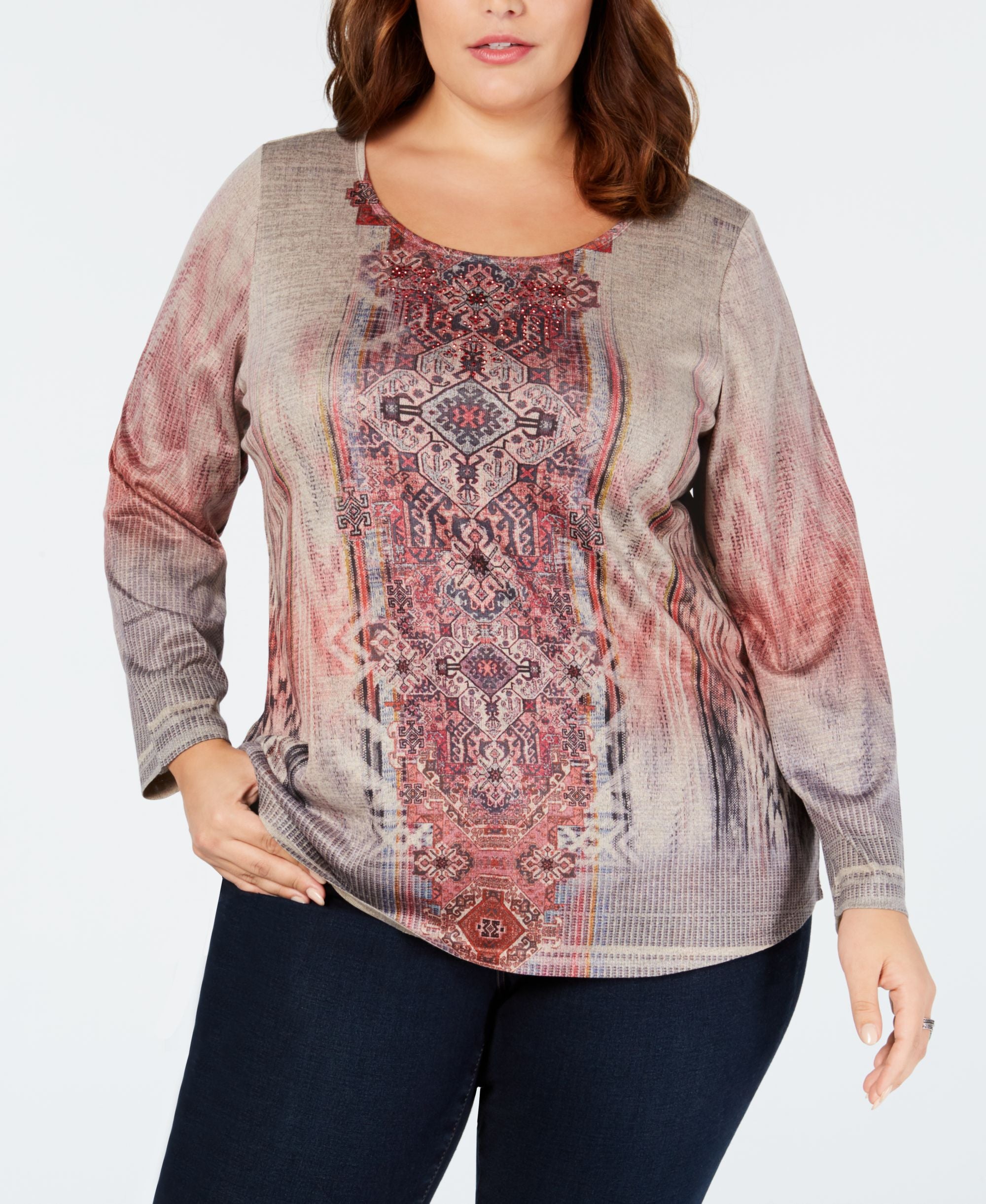 Style & Co Plus Size Cotton Printed Top