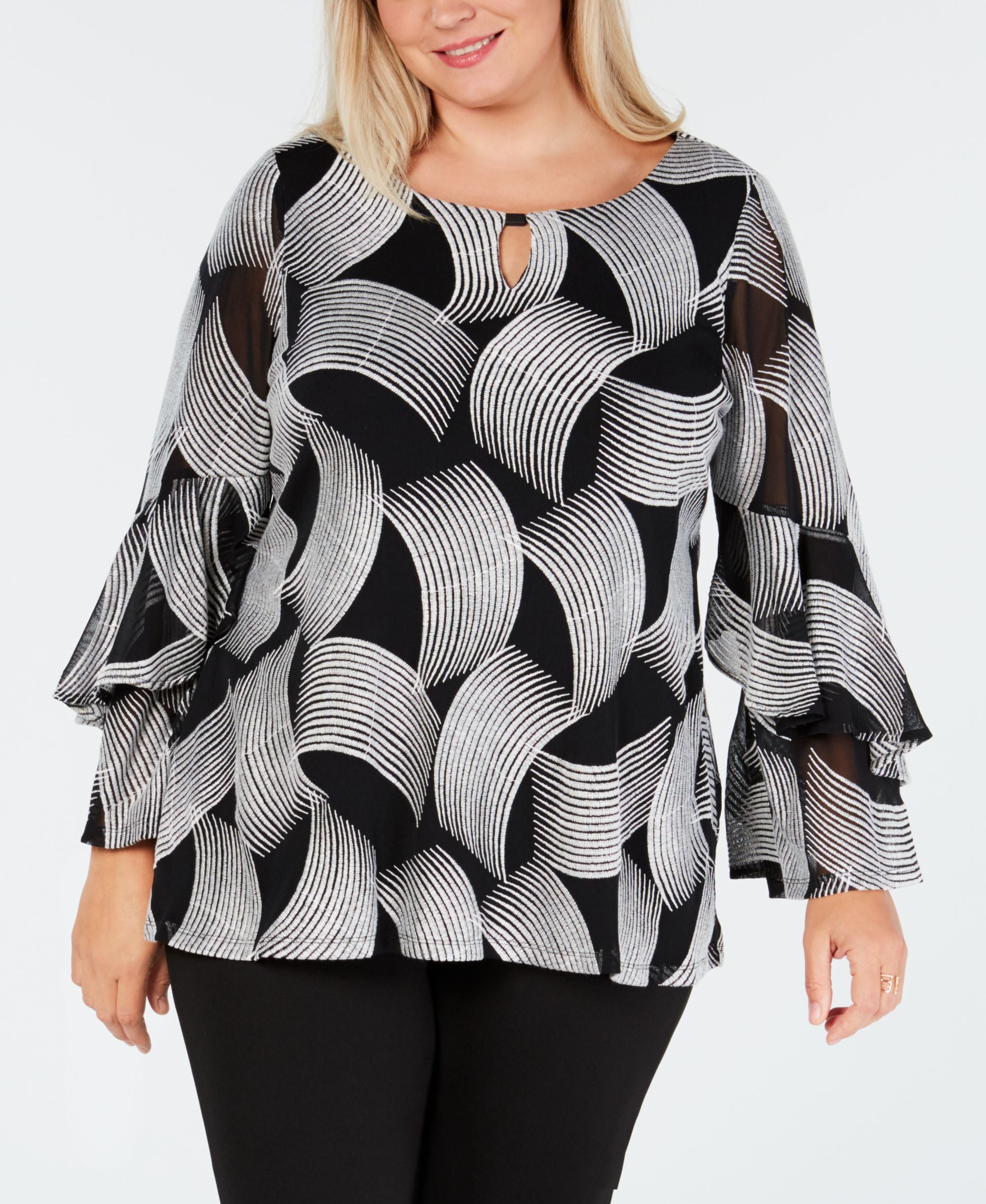 Alfani Plus Size Ruffled Sleeve Top