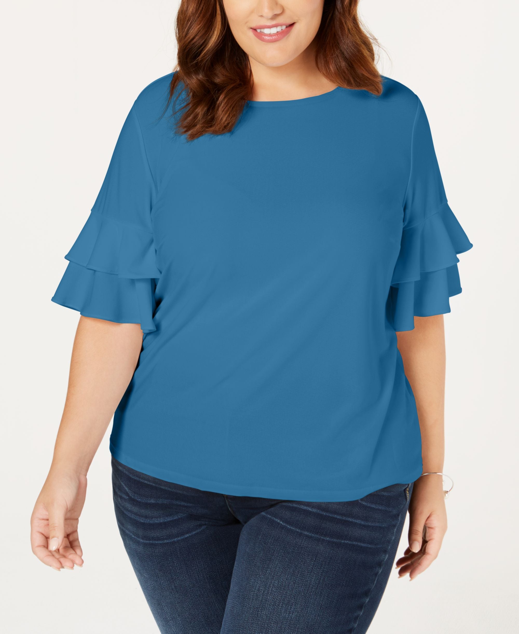 Plus Size Ruffle Sleeve Top