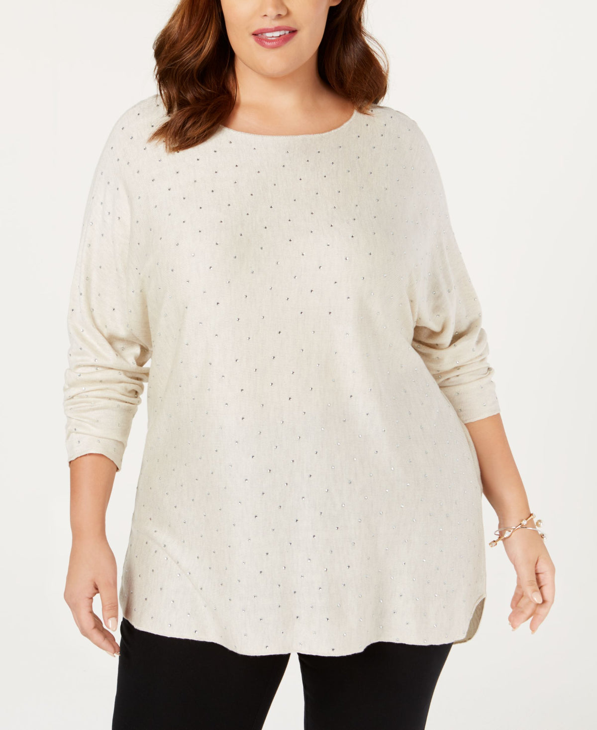 Plus Size Embellished Shirttail Sweater