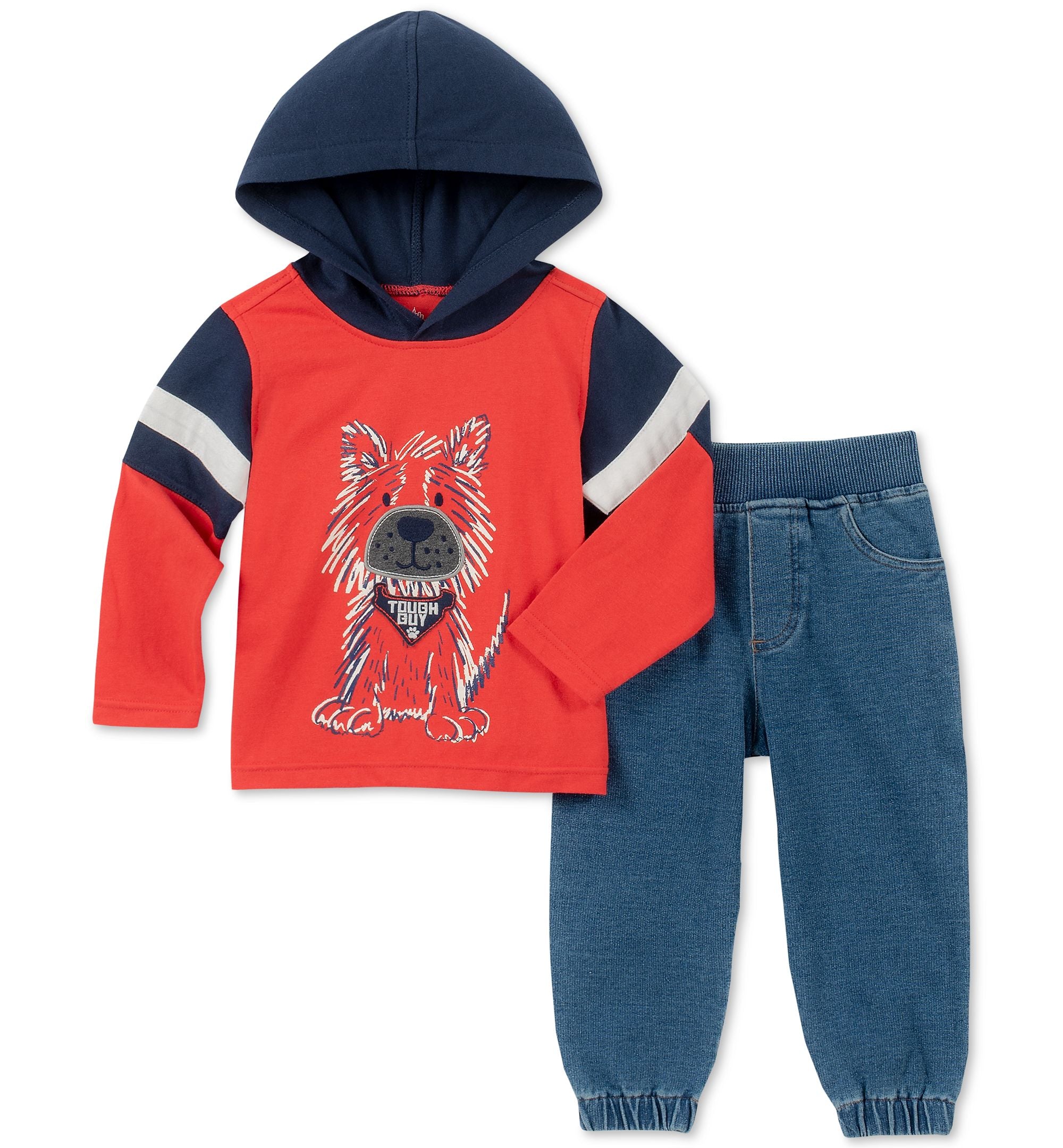 Kids Headquarters Baby Boys 2 Pc. Dog Print Hoodie Denim Jogger Pants Set