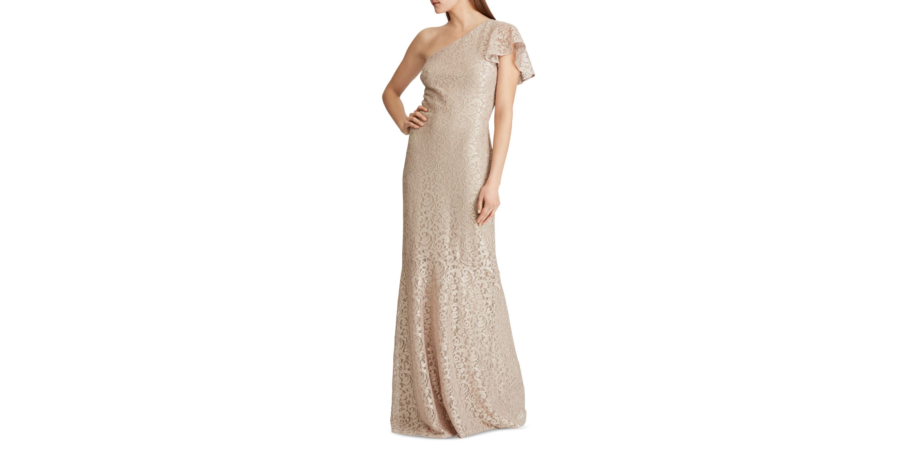 Lauren Ralph Lauren Womens Glitter Lace Evening Dress