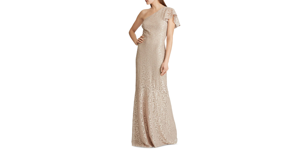 Lauren Ralph Lauren Womens Glitter Lace Evening Dress