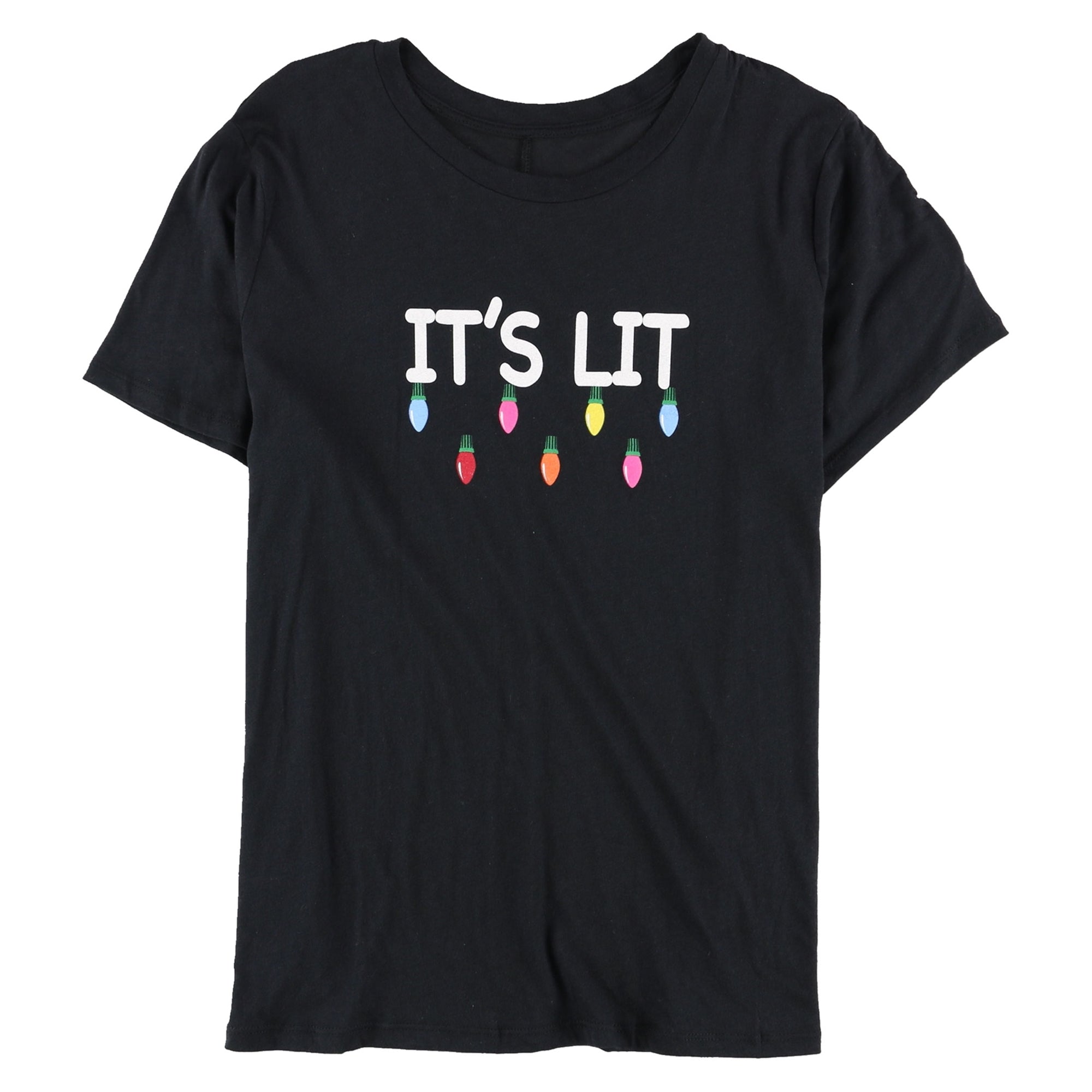 Carbon Copy Womens It's Lit Graphic T-Shirt, Black, Large