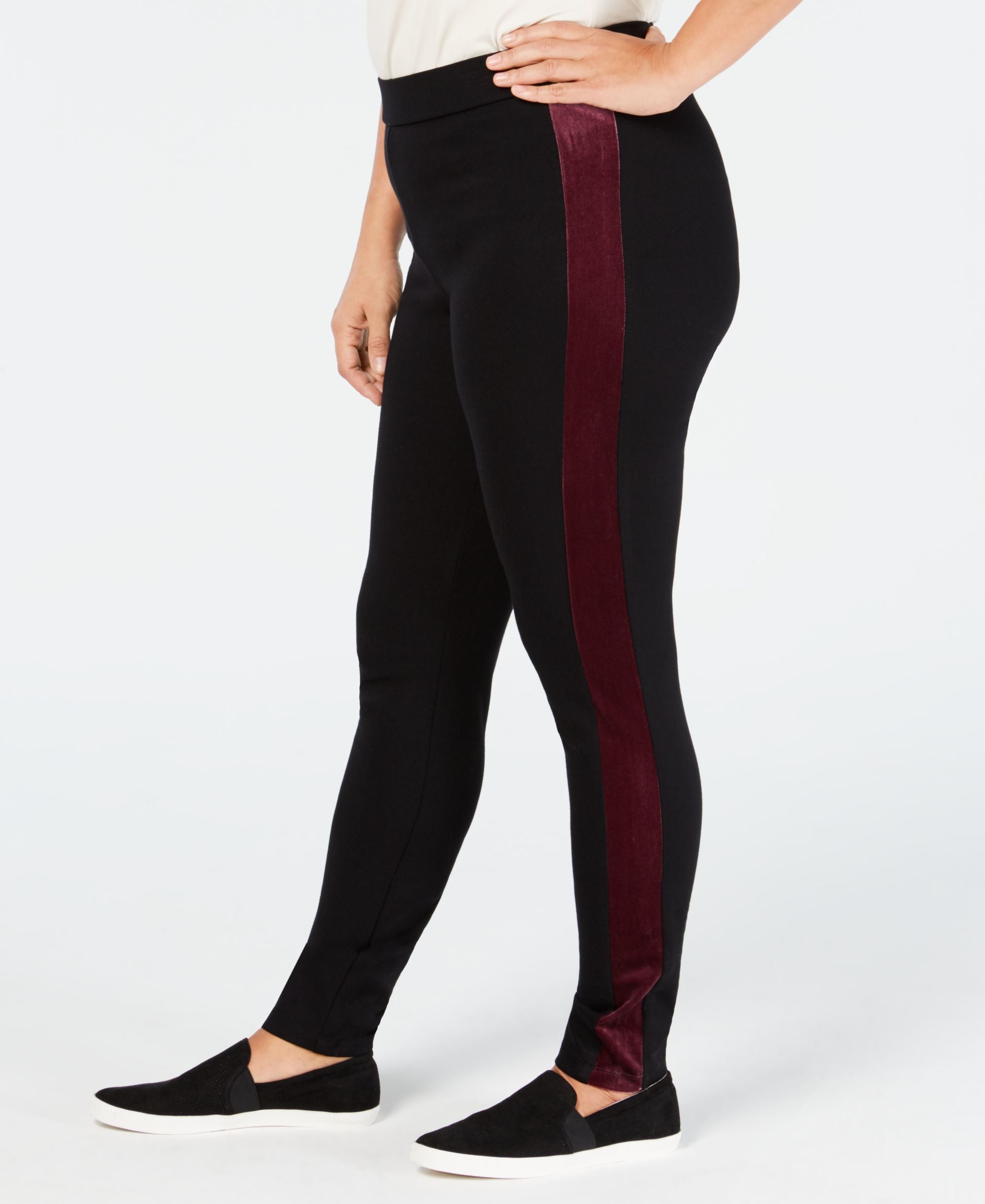 Plus Size Velour-Trimmed Leggings