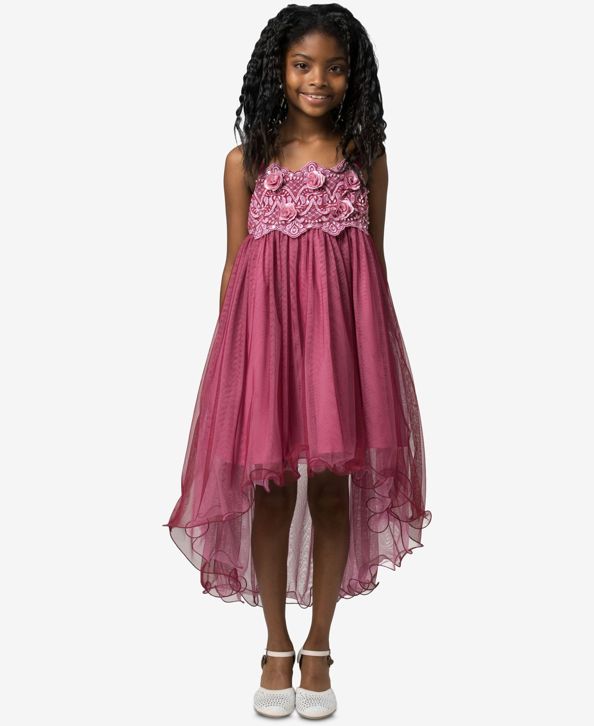 Bonnie Jean Big Girls Embroidered Empire Waist Party Dress