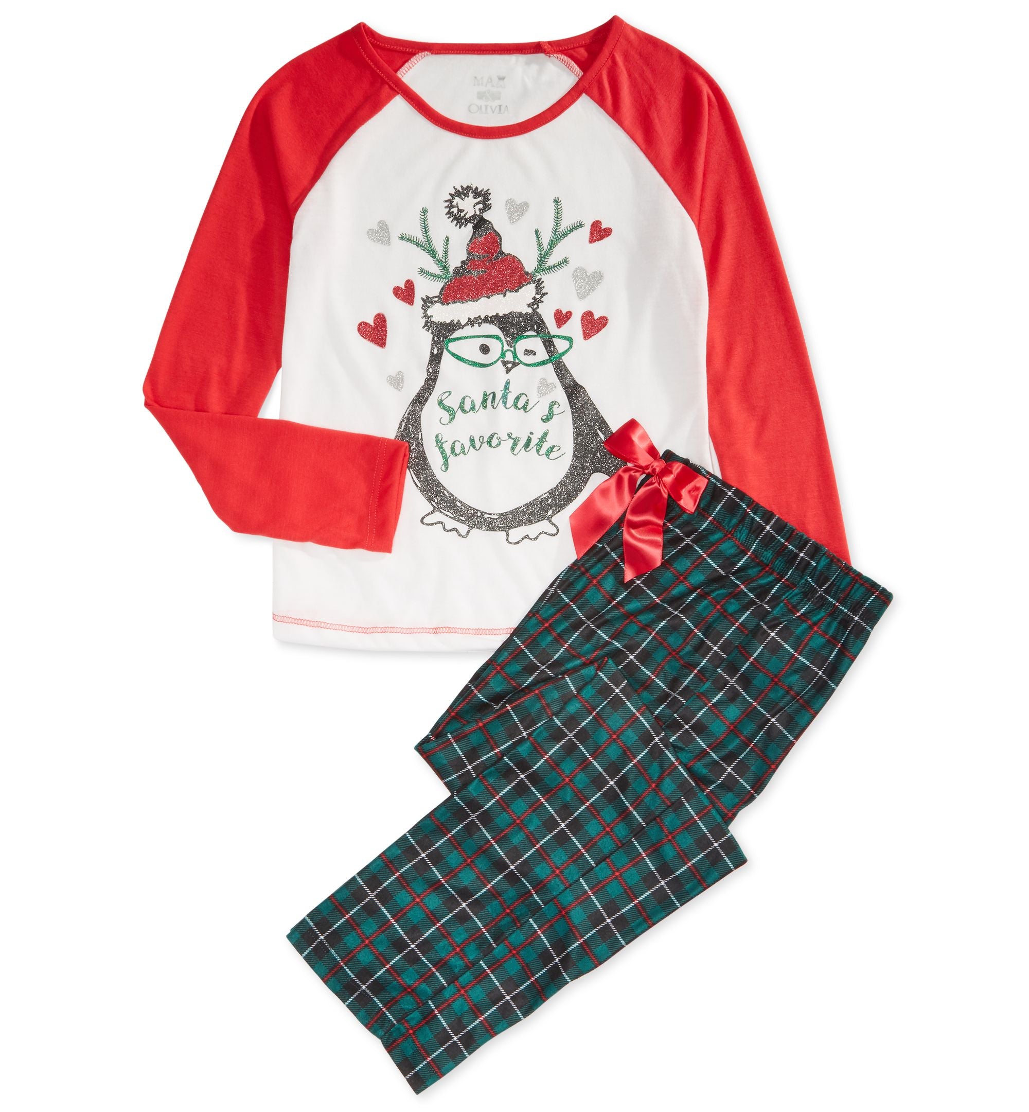 Max Olivia Big Girls 2 Pc. Santas Favorite Pajamas Set