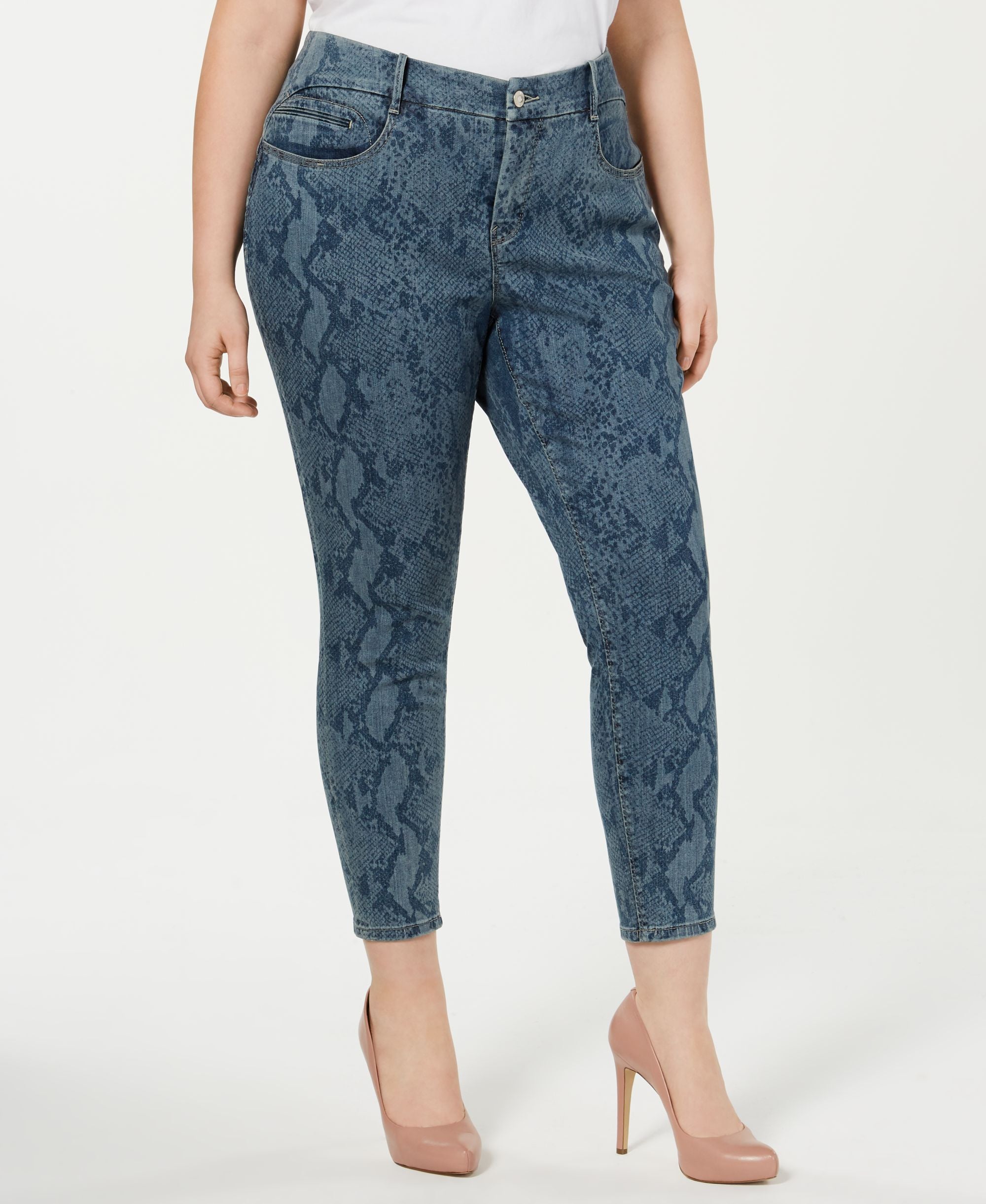 Ysj Plus Size Snake Print Skinny Ankle Jeans