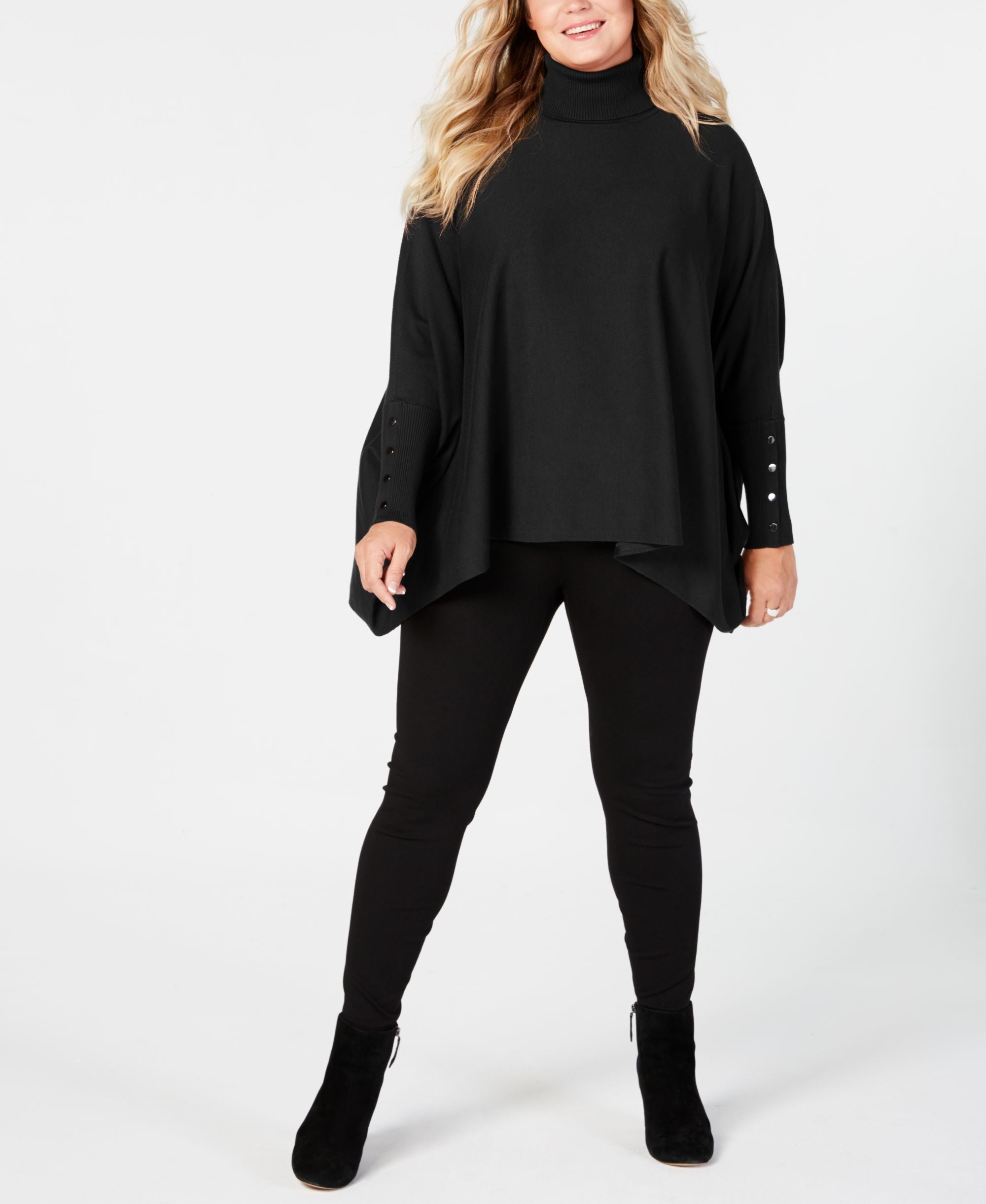 Plus Size Turtleneck Poncho Sweater