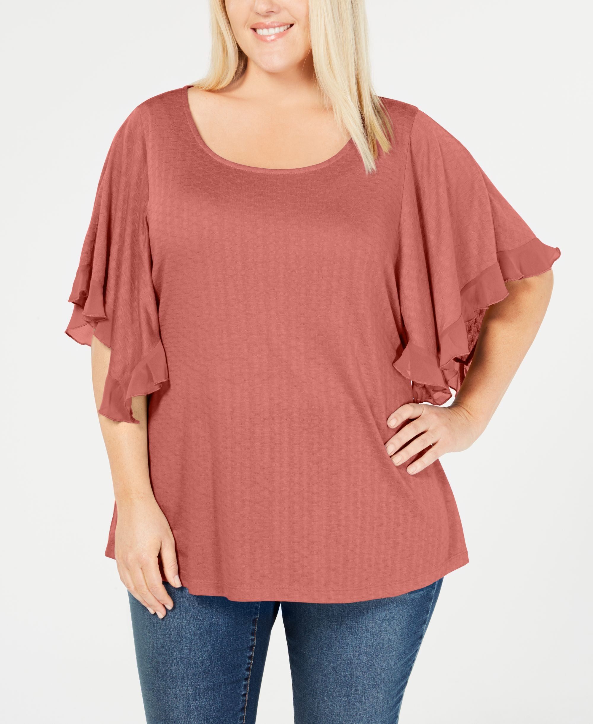 Plus Size Flutter-Sleeve Top