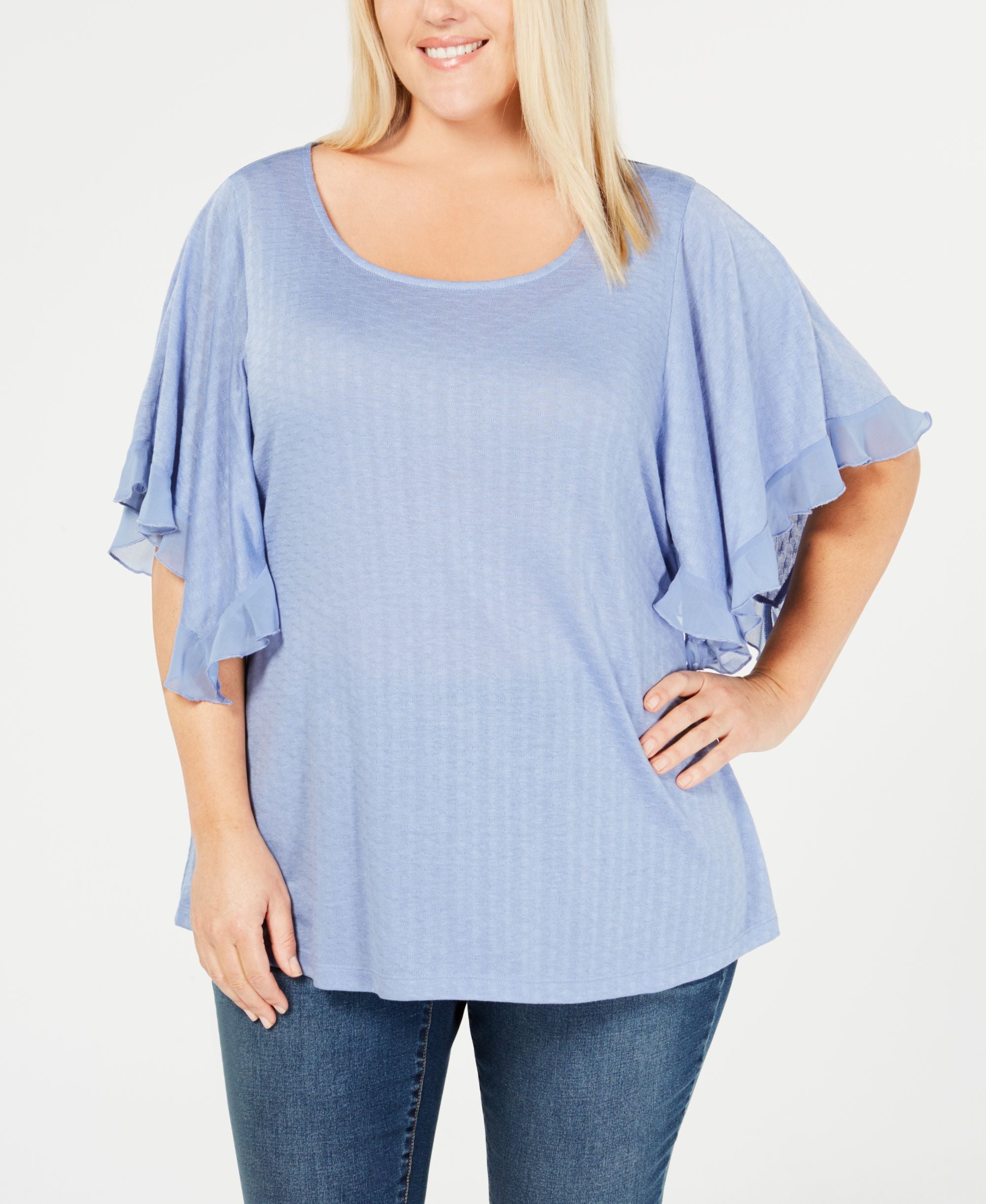 Plus Size Flutter-Sleeve Top
