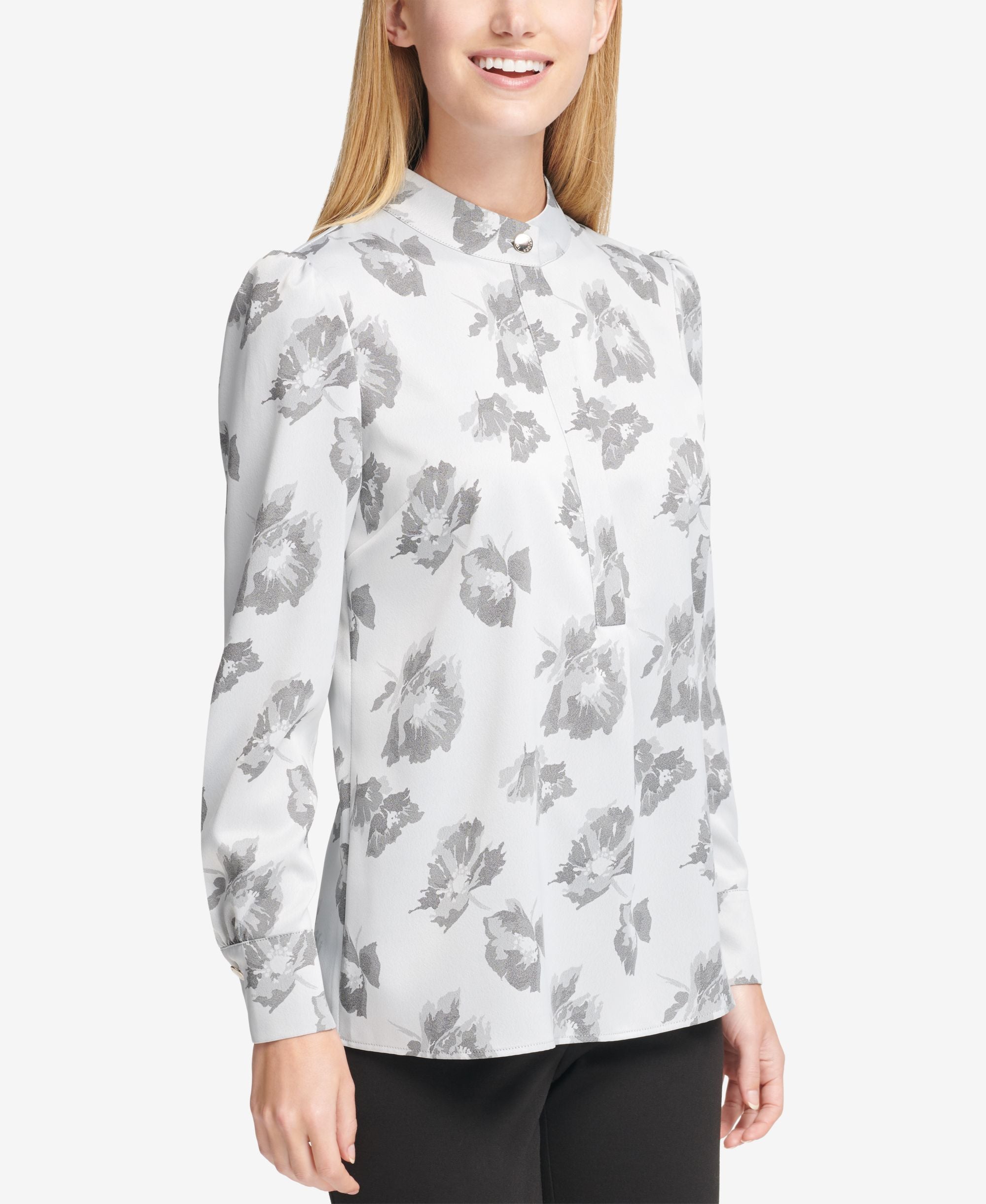 Tommy Hilfiger Floral Print Mandarin Collar Blouse