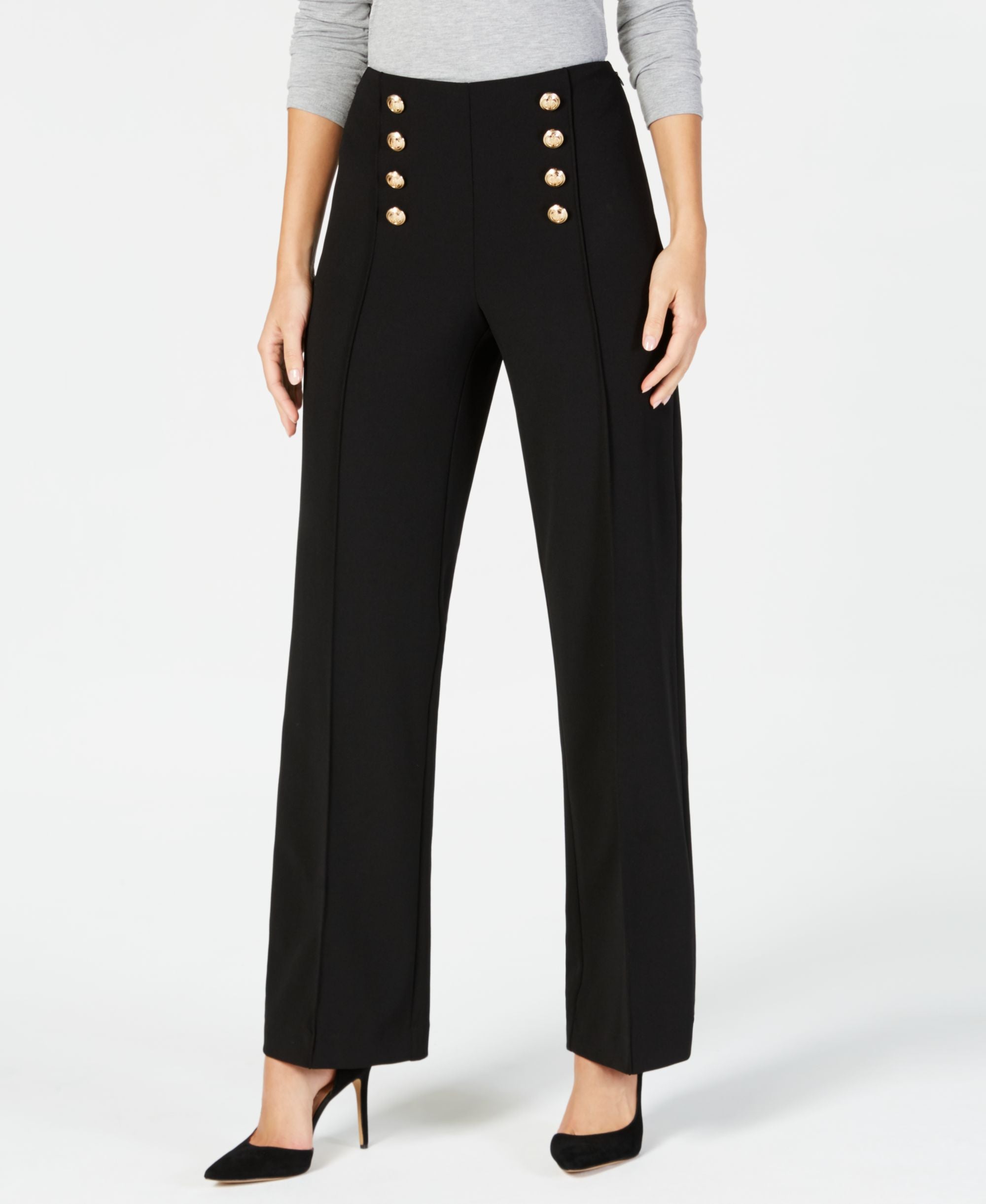 Button Wide Leg Pants