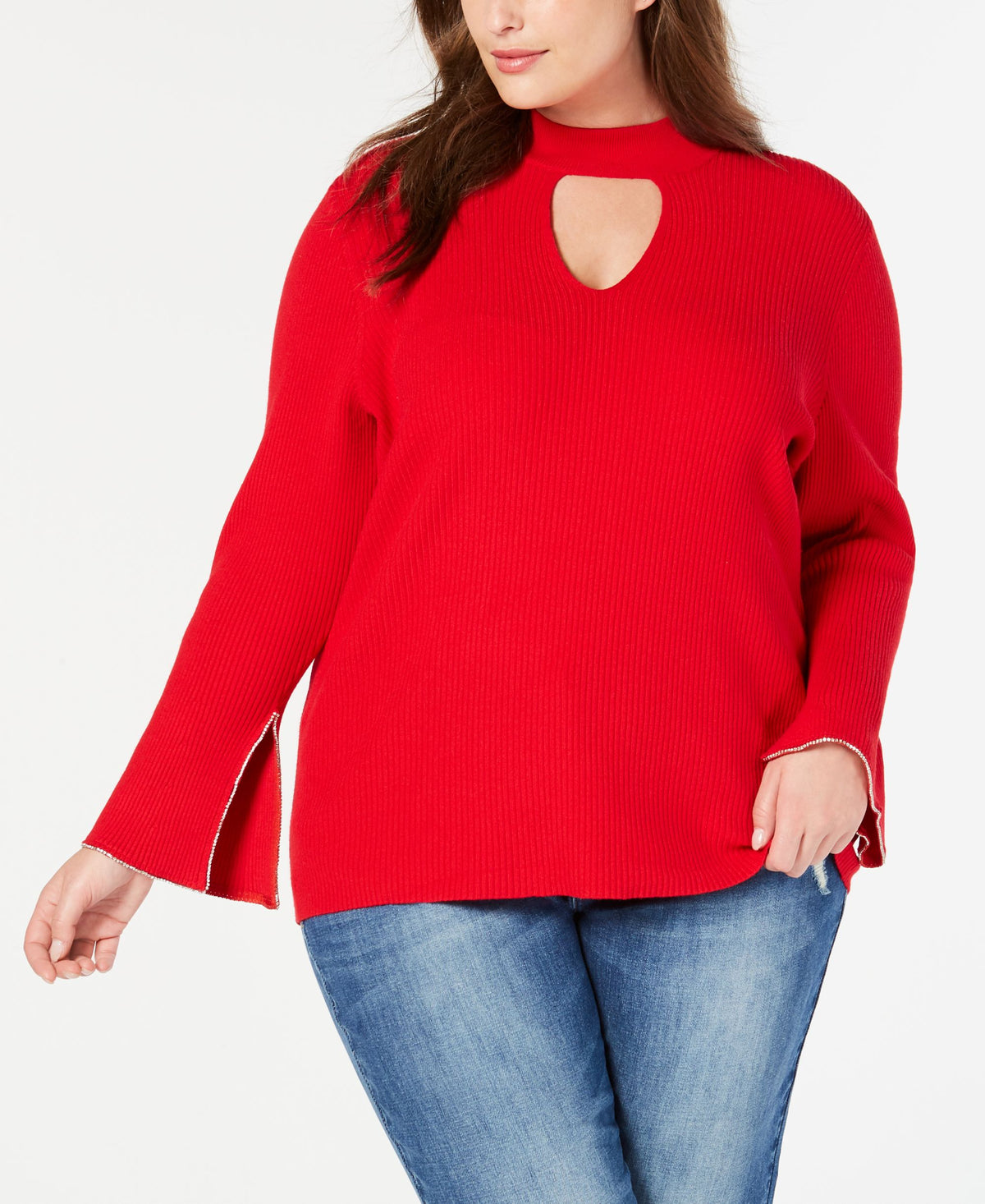 I.N.C. Plus Size Keyhole Rhinestone-Trim Top