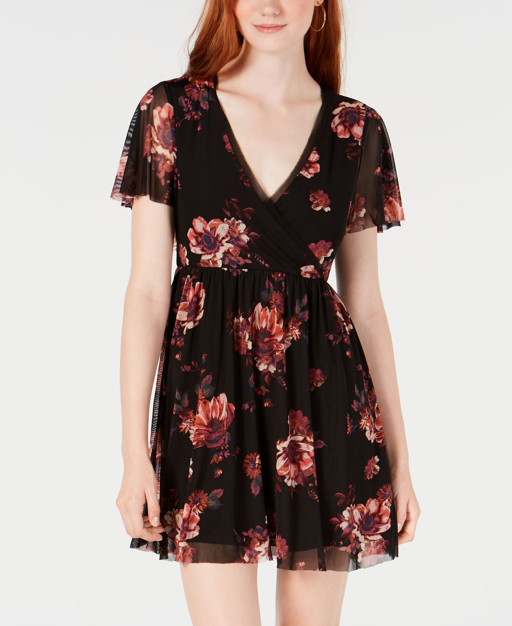 American Rag Juniors Floral Print Surplice Dress