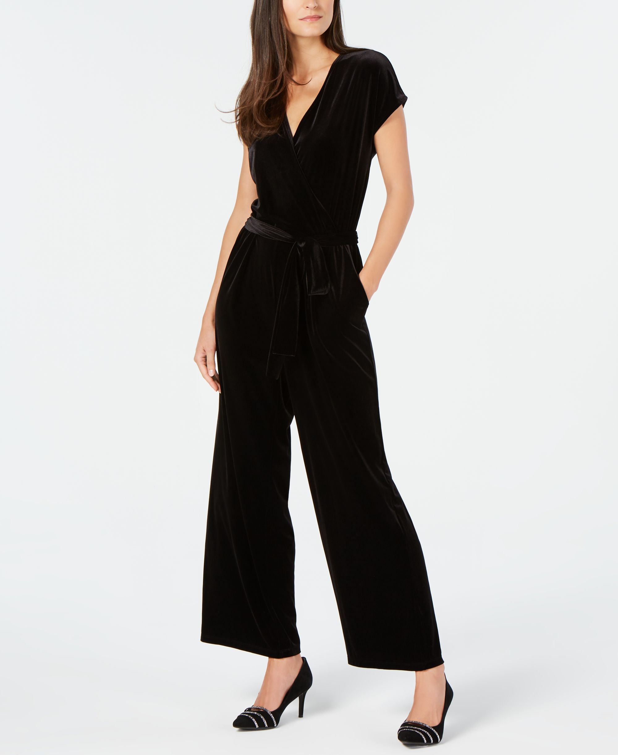 Alfani Velvet Wide Leg Jumpsuit