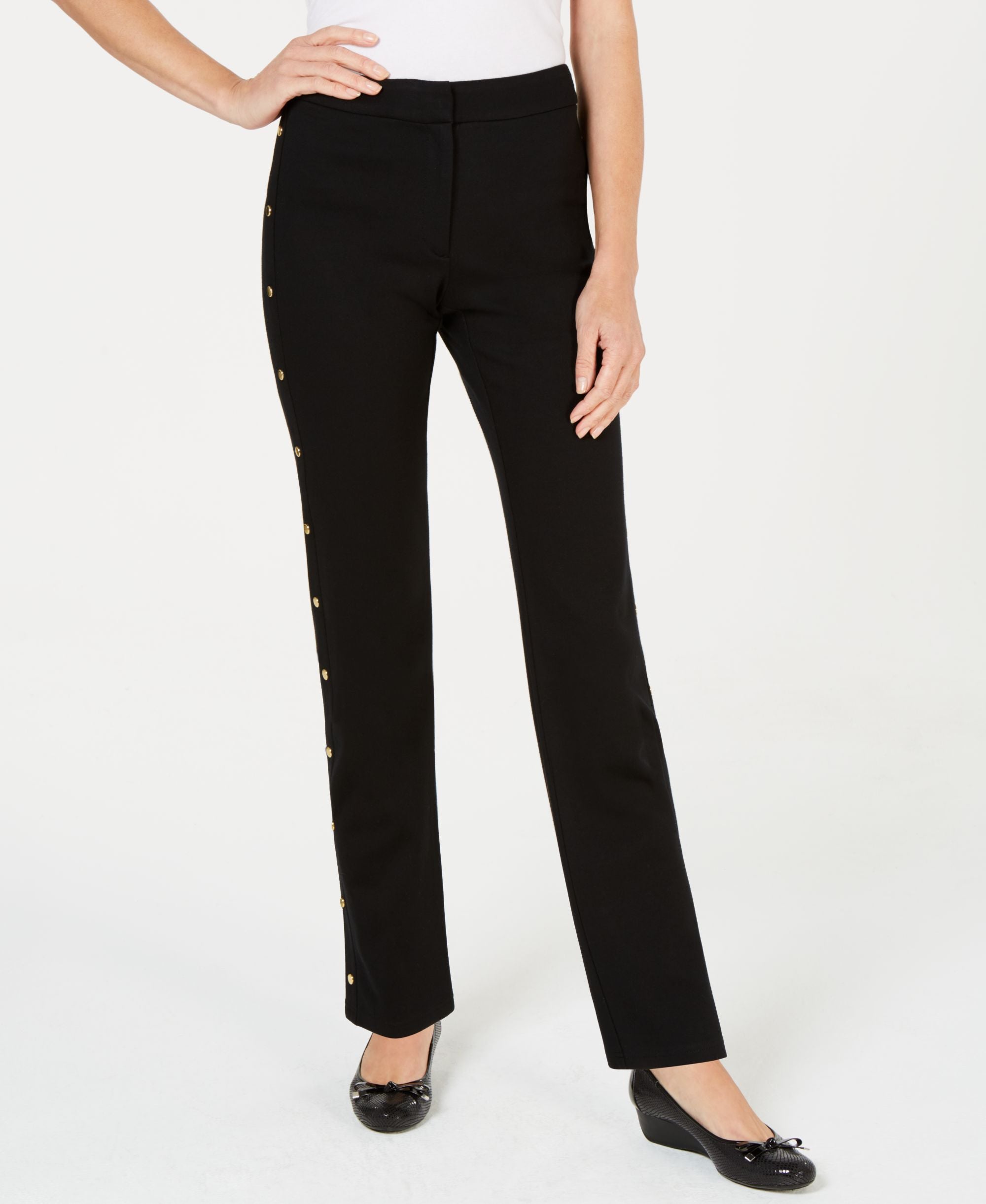 Side-Trim Ponte-Knit Pants