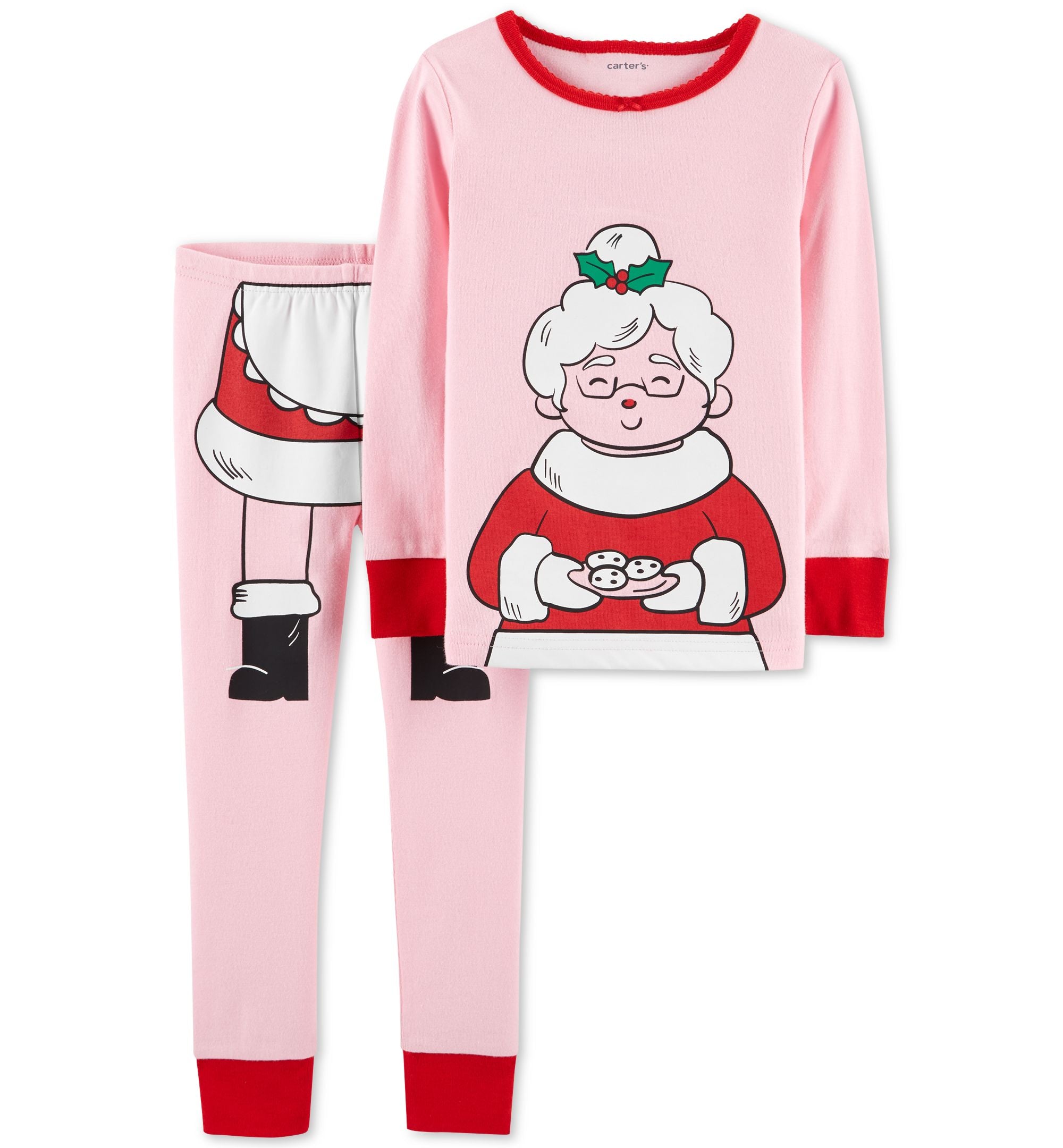 Baby Girls 2-Pc. Snug-Fit Mrs. Claus Cotton Pajamas Set