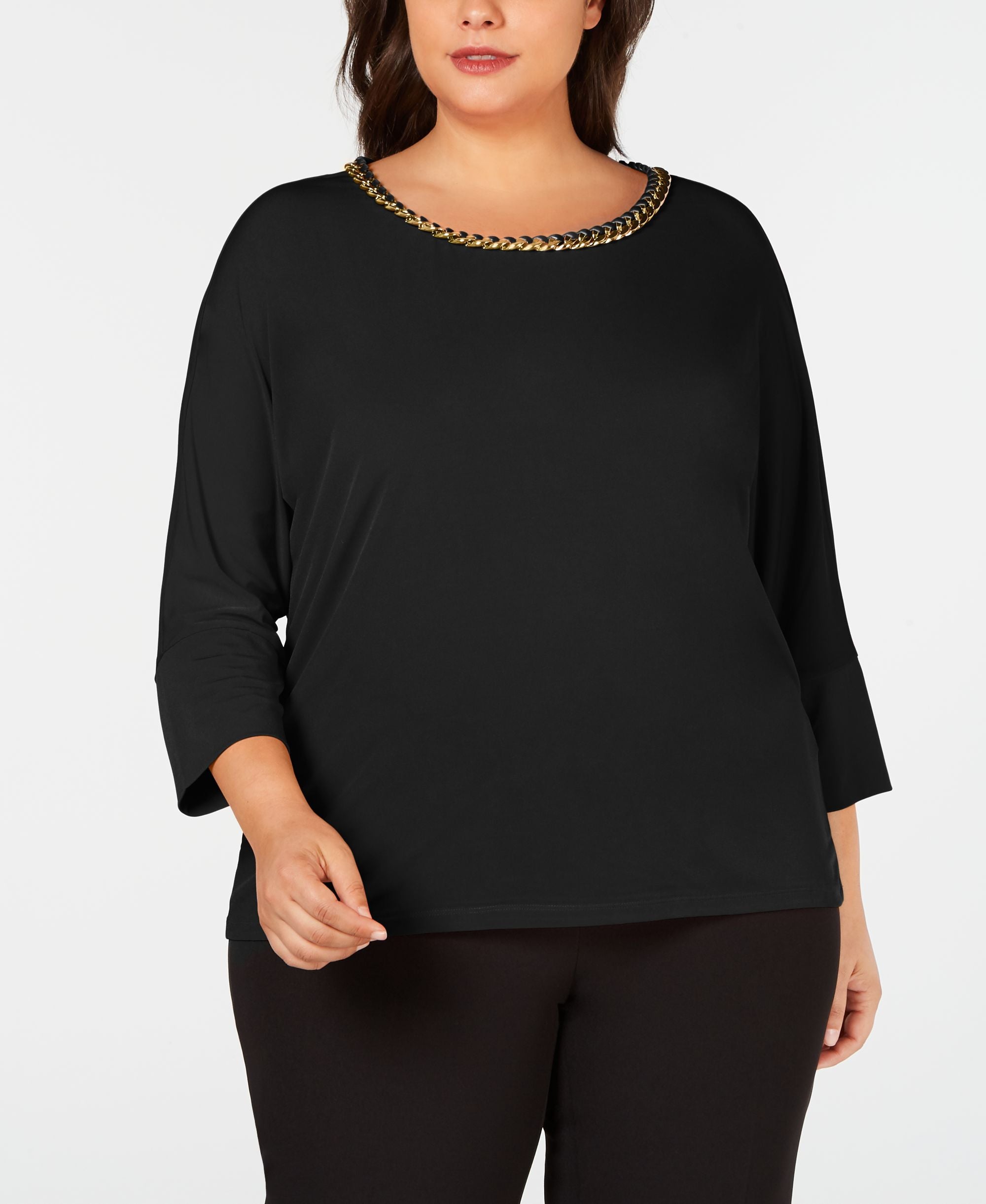 Calvin Klein Plus Size Chain Link Dolman Sleeve Top
