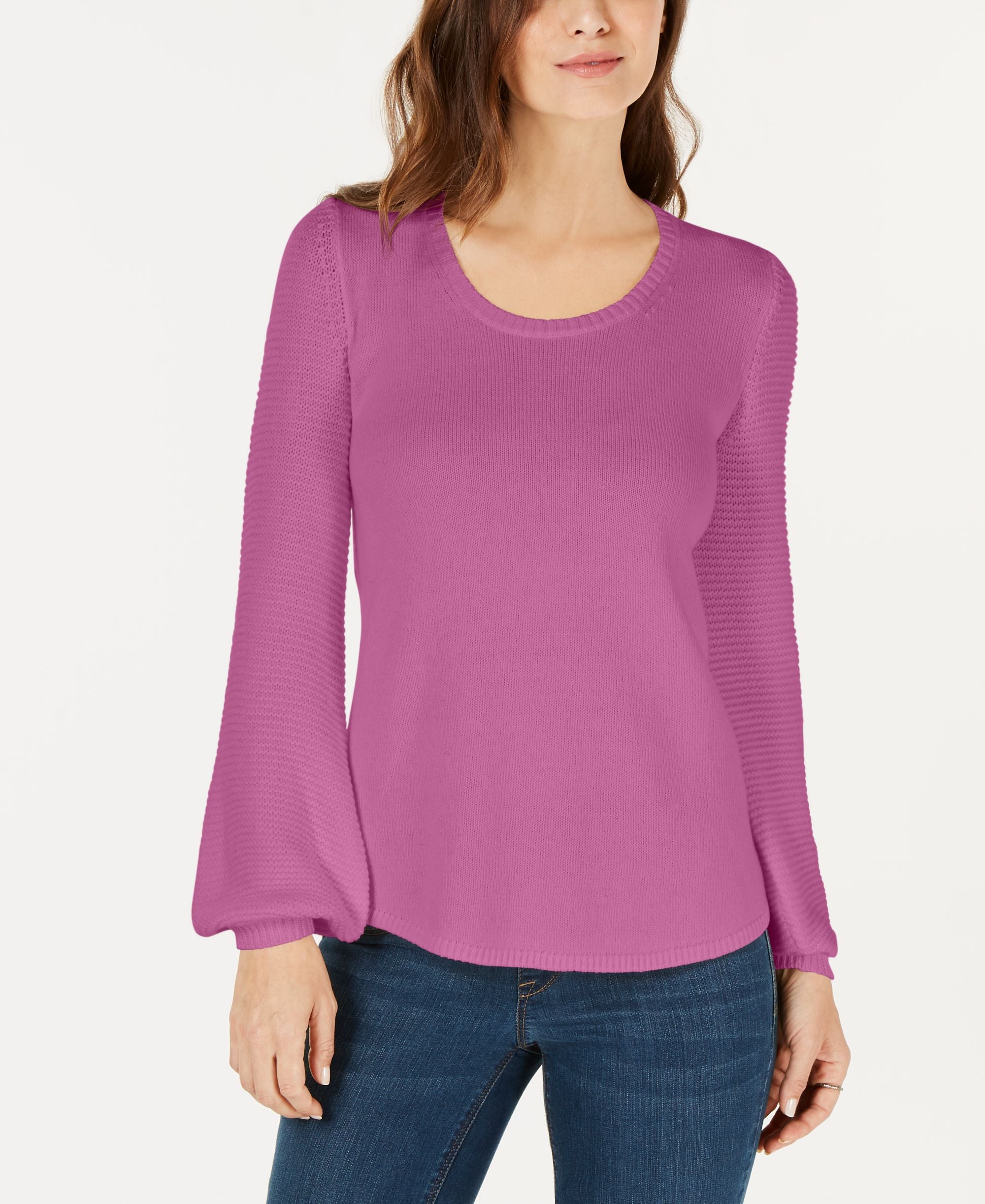 Style & Co Textured Sleeve Sweater