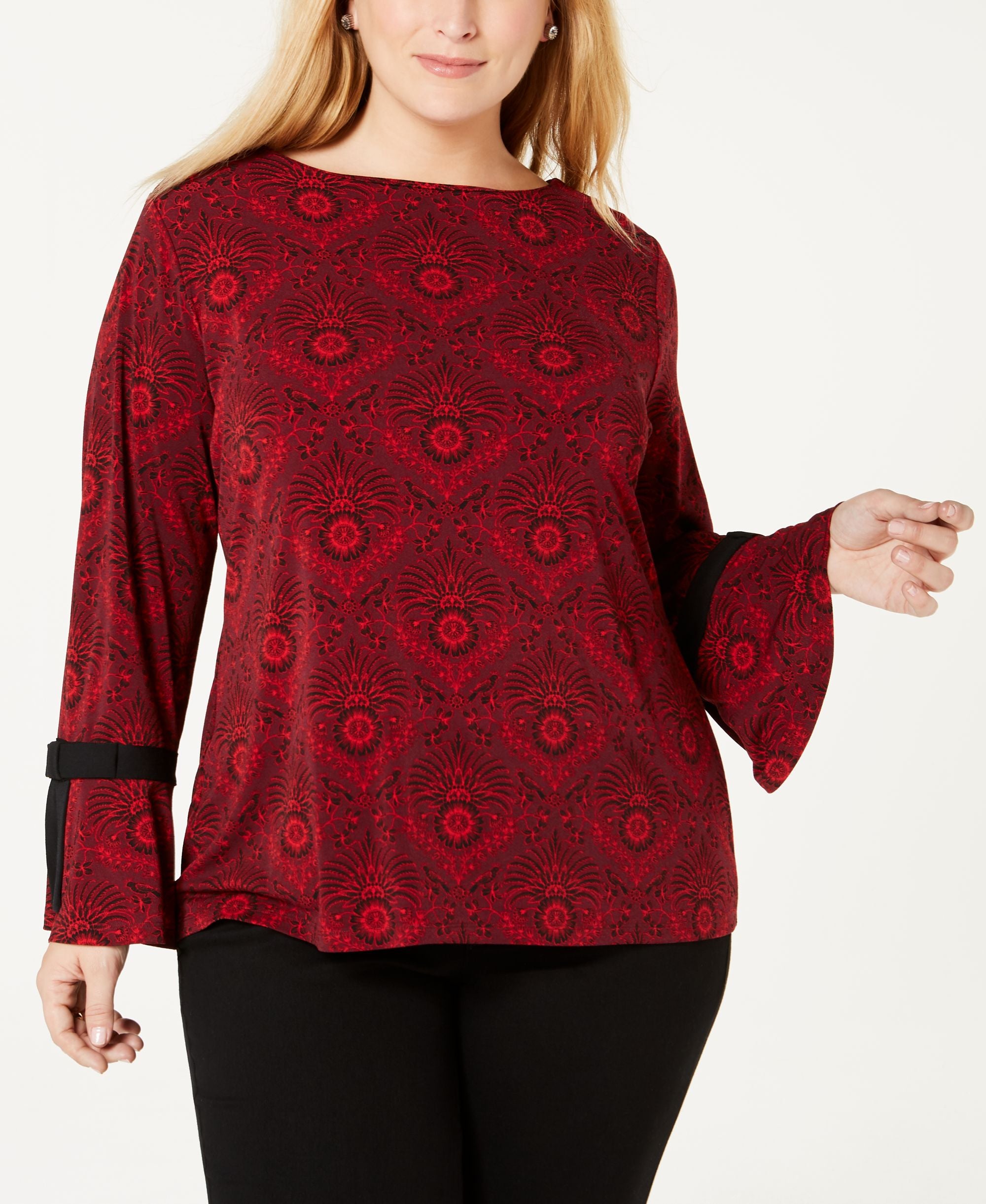 Charter Club Plus Size Tie Sleeve Top
