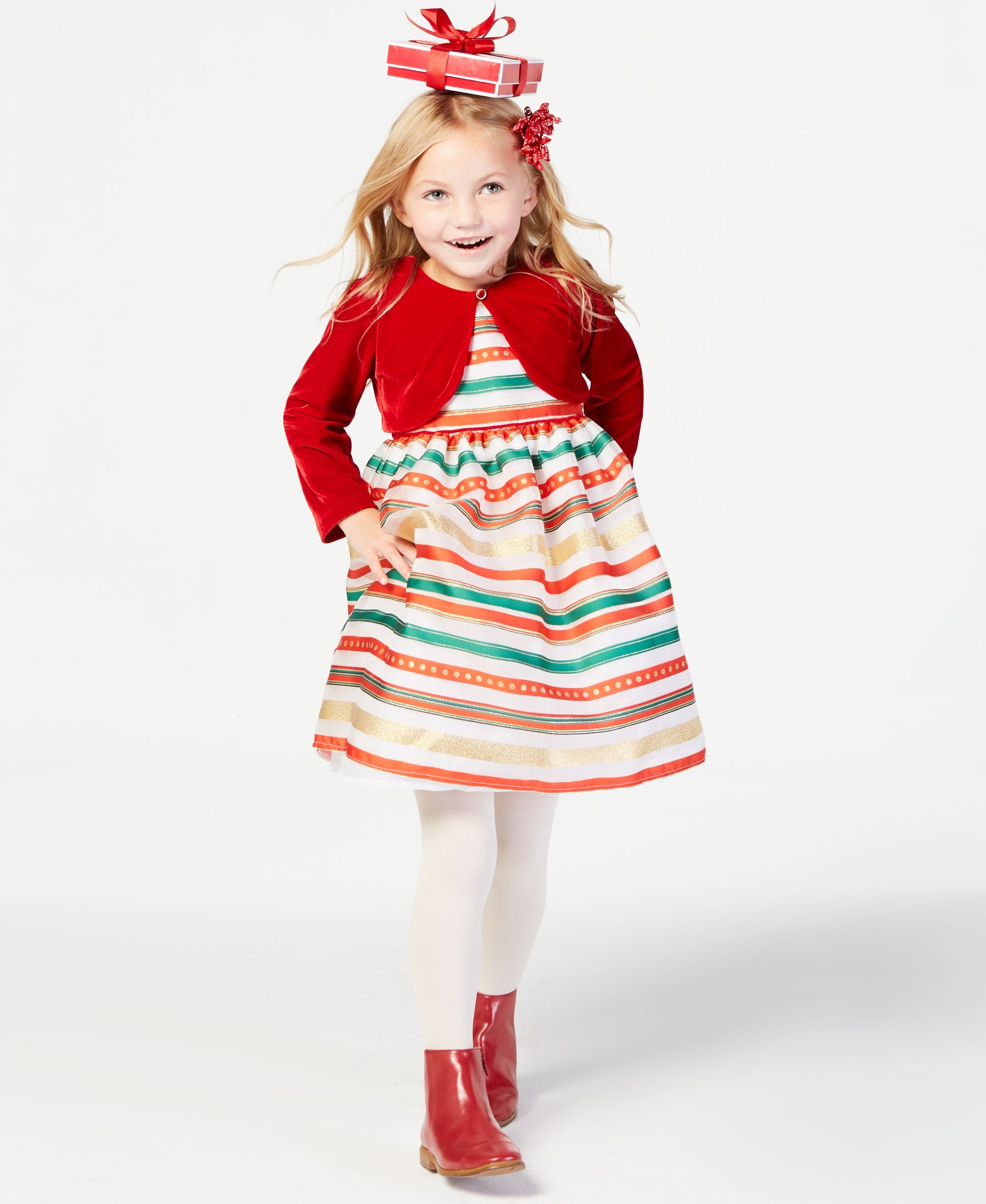 Blueberi Boulevard Little Girls 2 Pc. Shrug Striped Dress Set