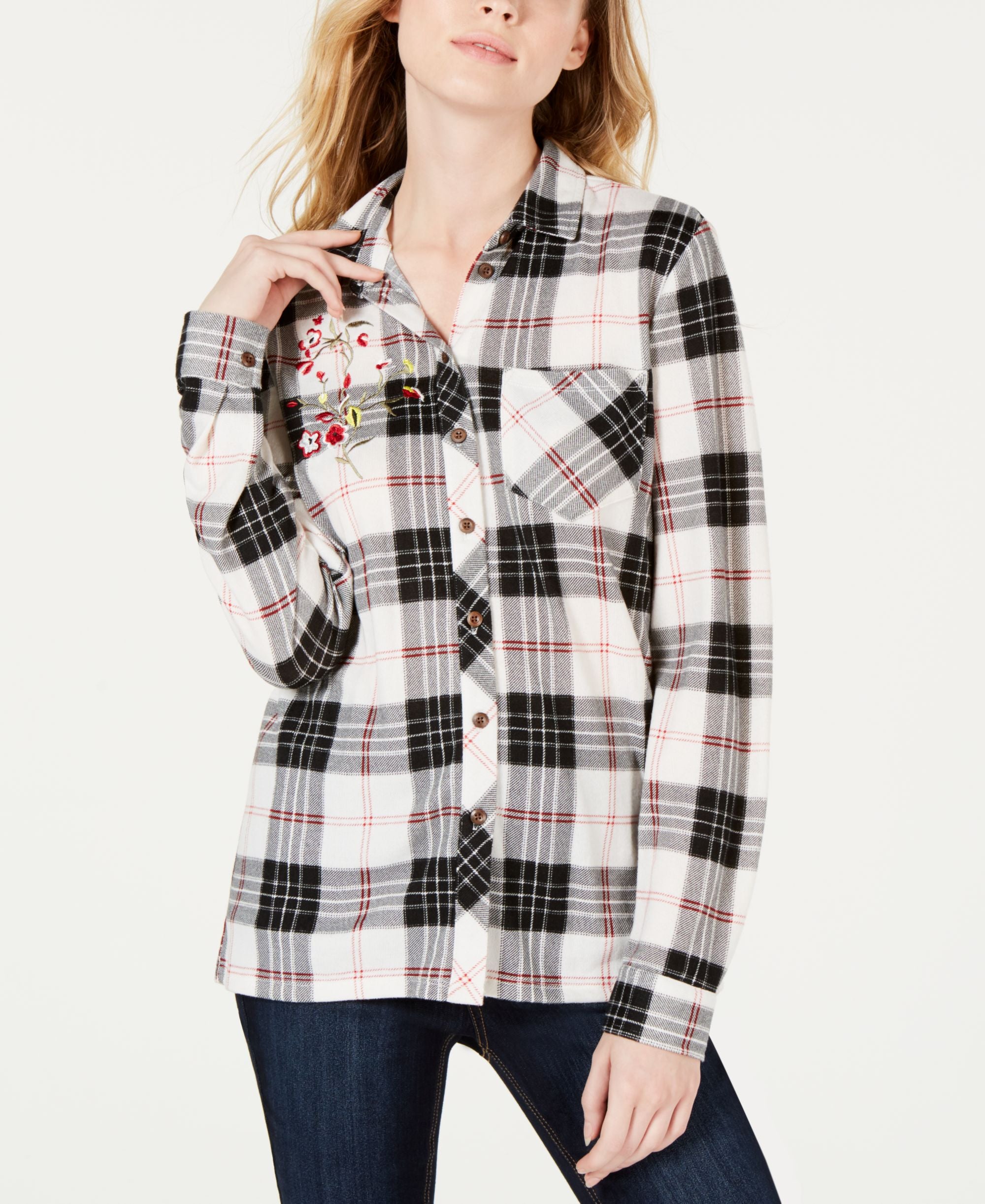 Project 28 Nyc Embroidered Plaid Shirt