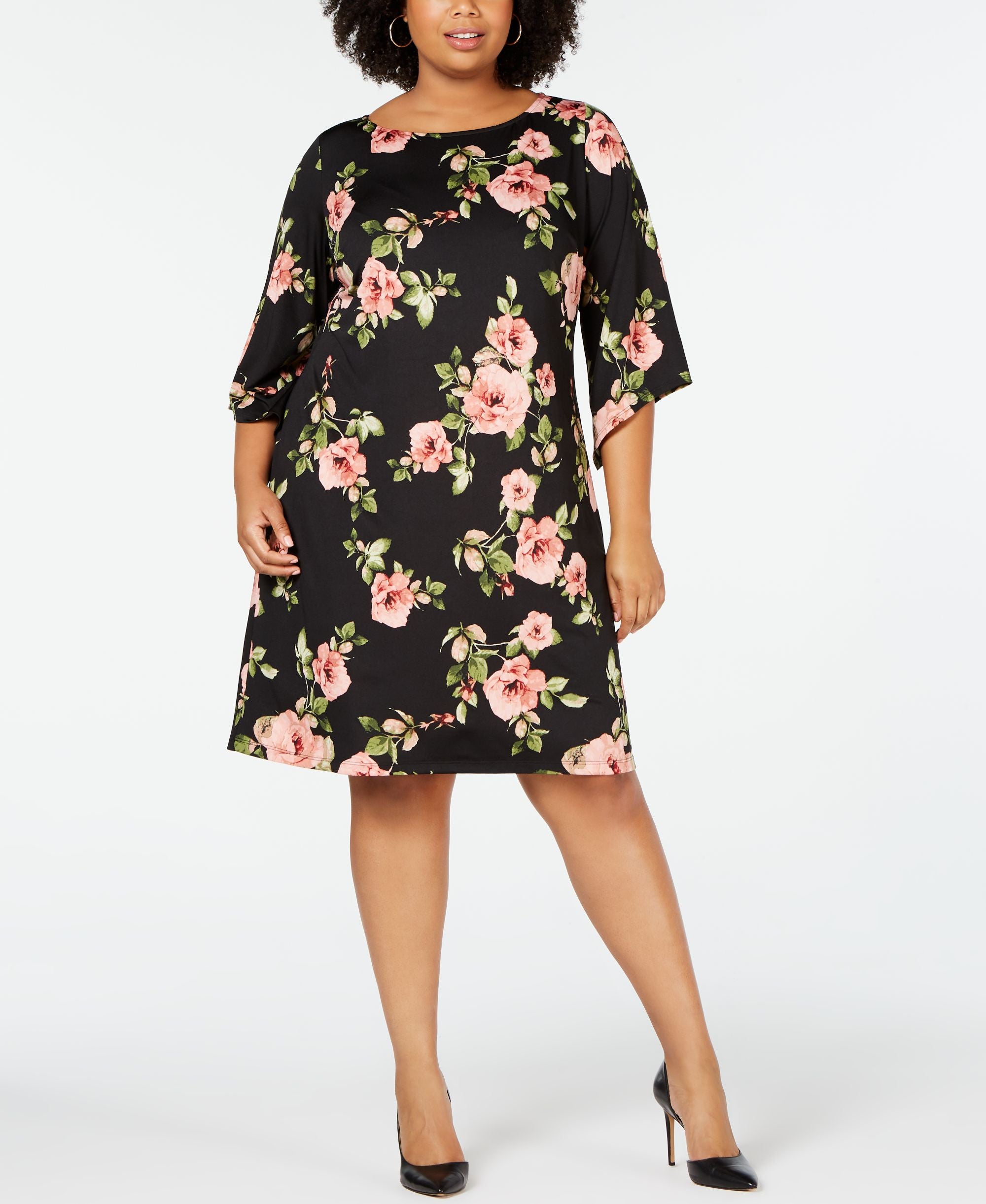 NY Collection Plus Size Floral Print Shift Dress