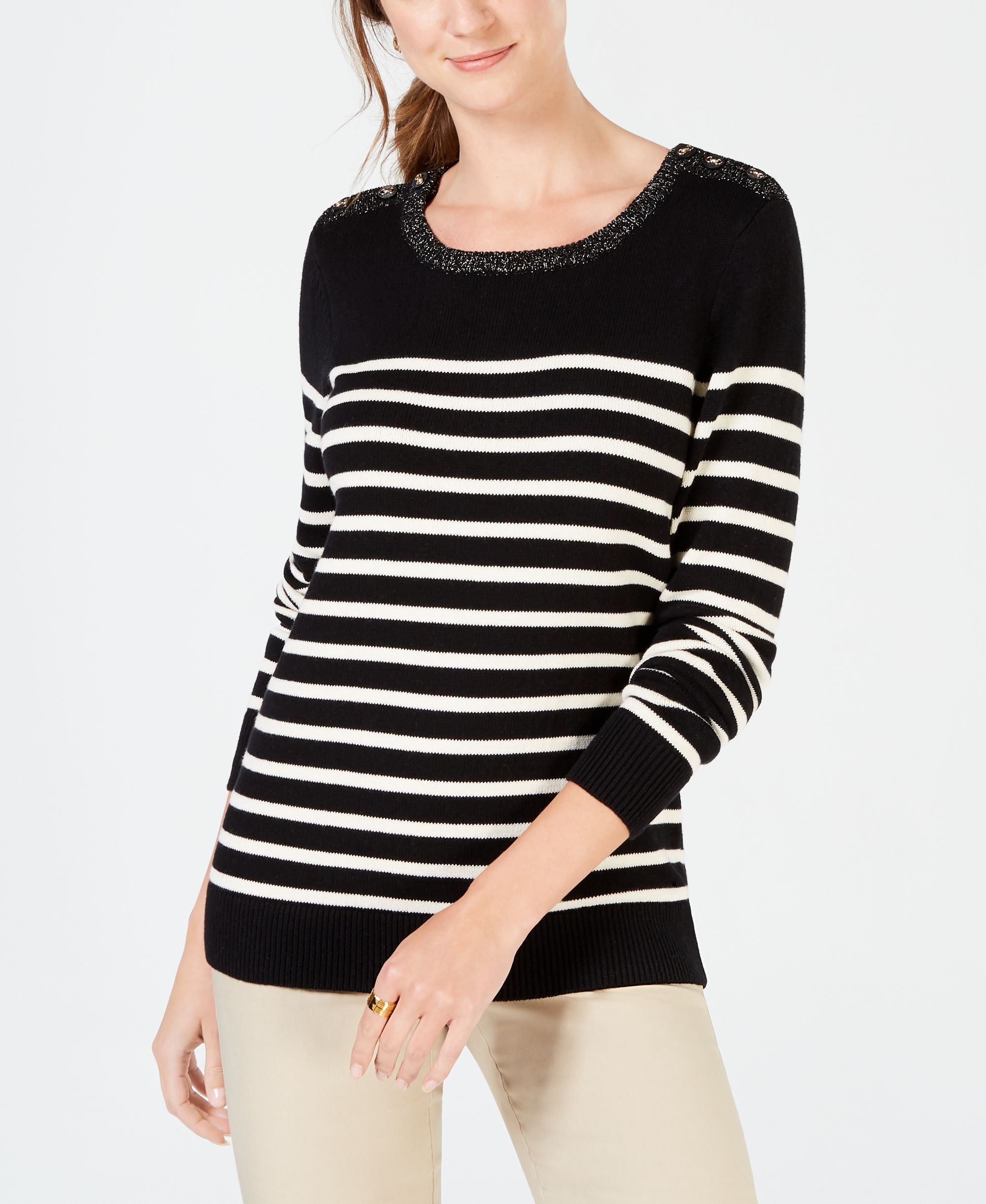 Charter Club Colorblocked Cable Knit Sweater