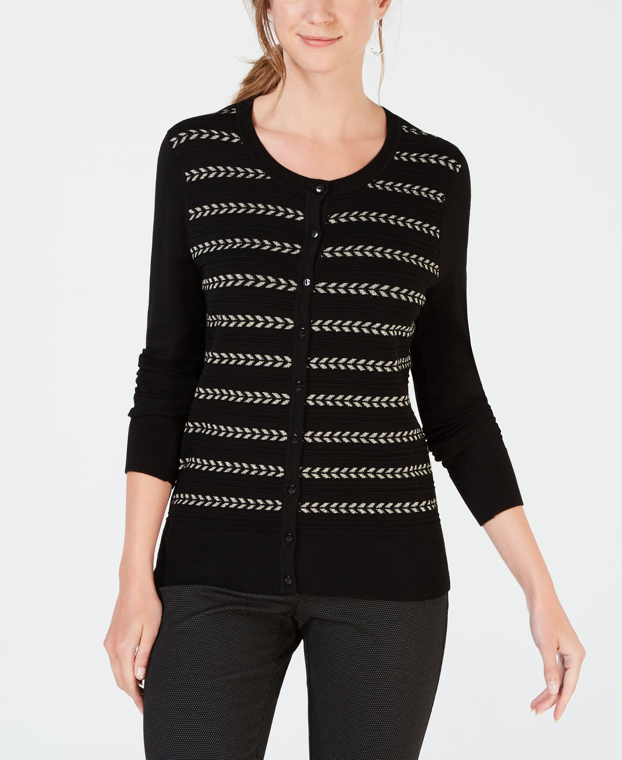 Charter Club Lurex Stripe Cardigan